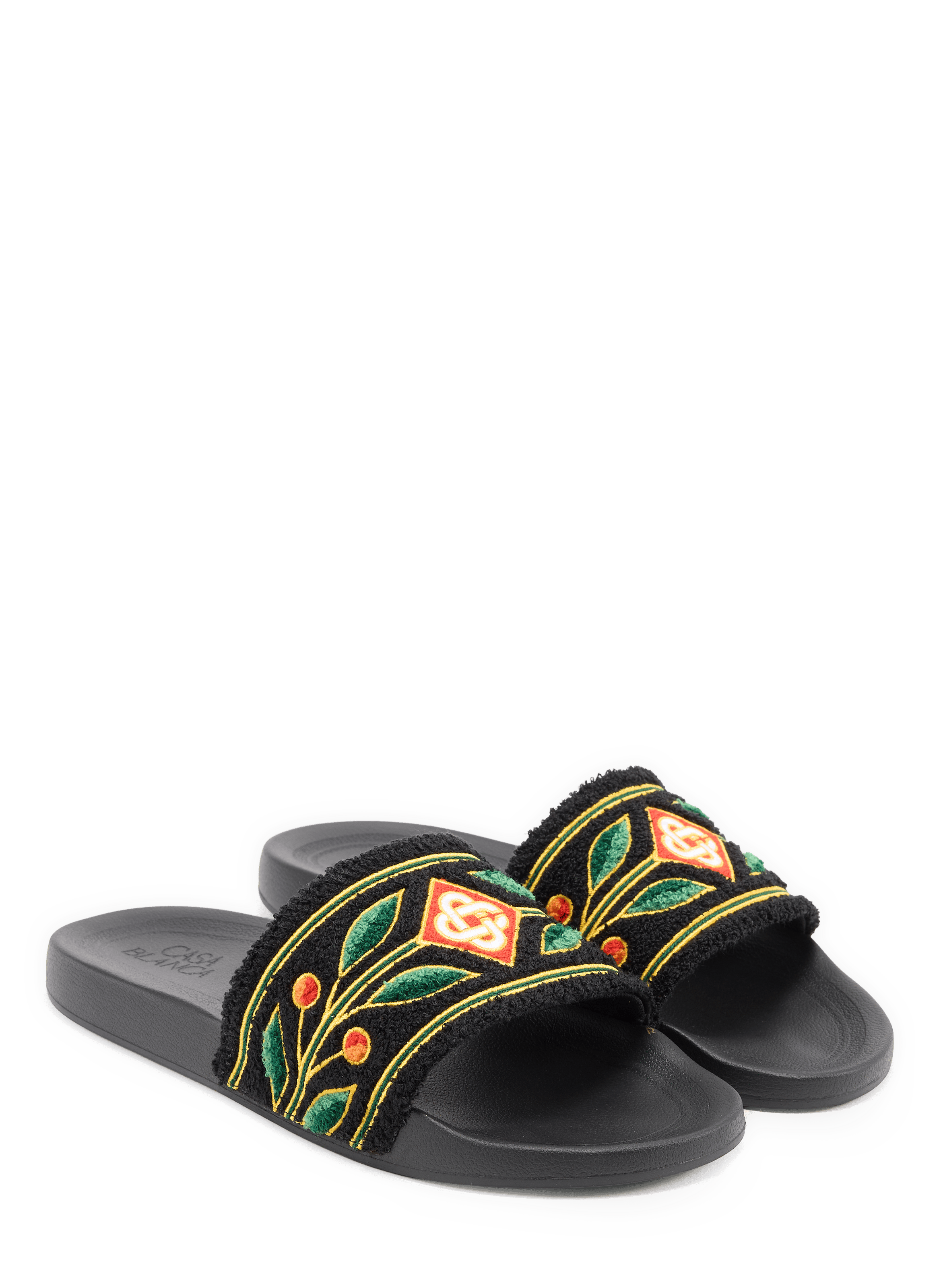 Embroidered logo terry cloth slide CASABLANCA PARIS Black