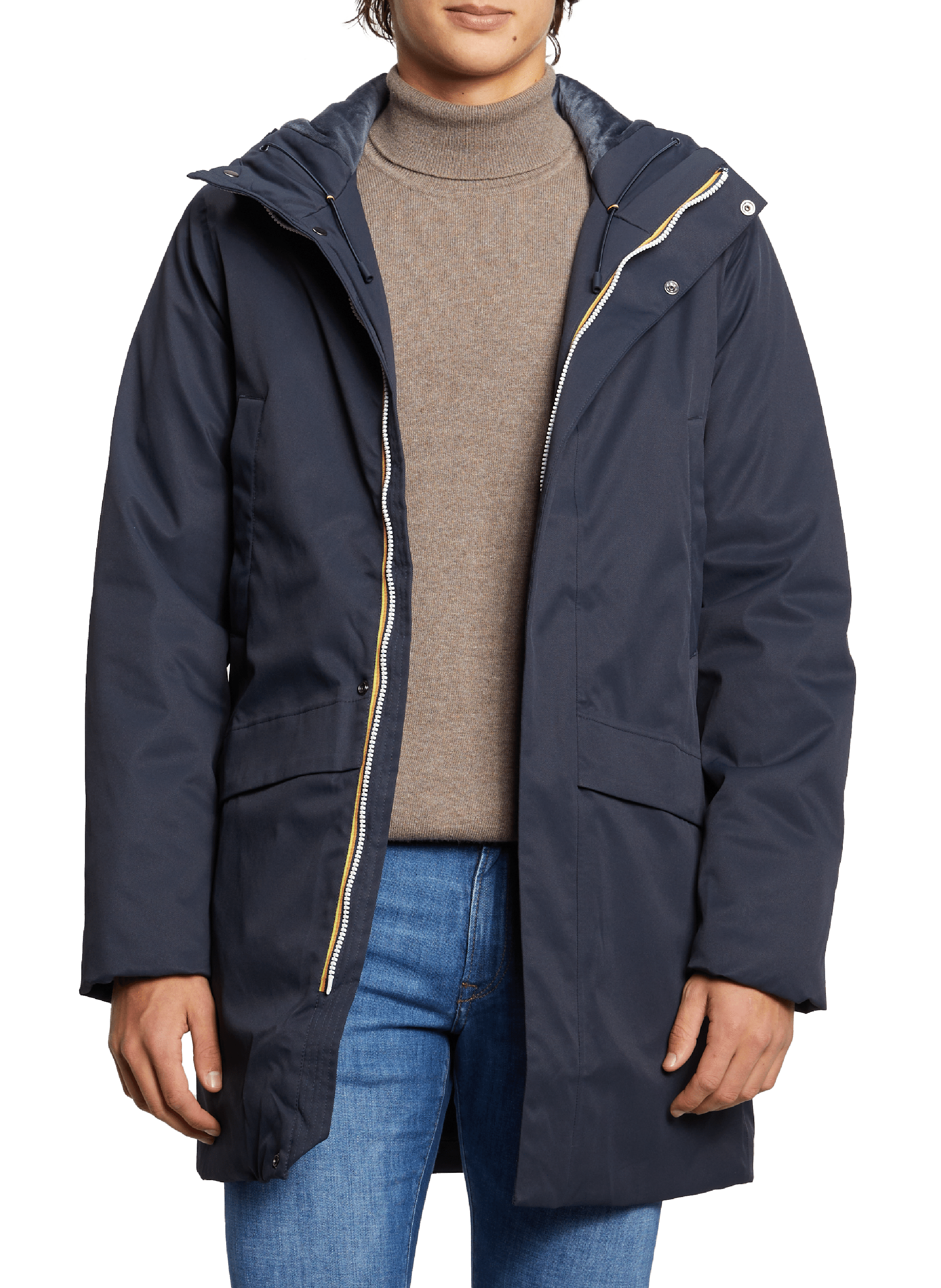 Parka droite à capuche | Bleu K-WAY Homme