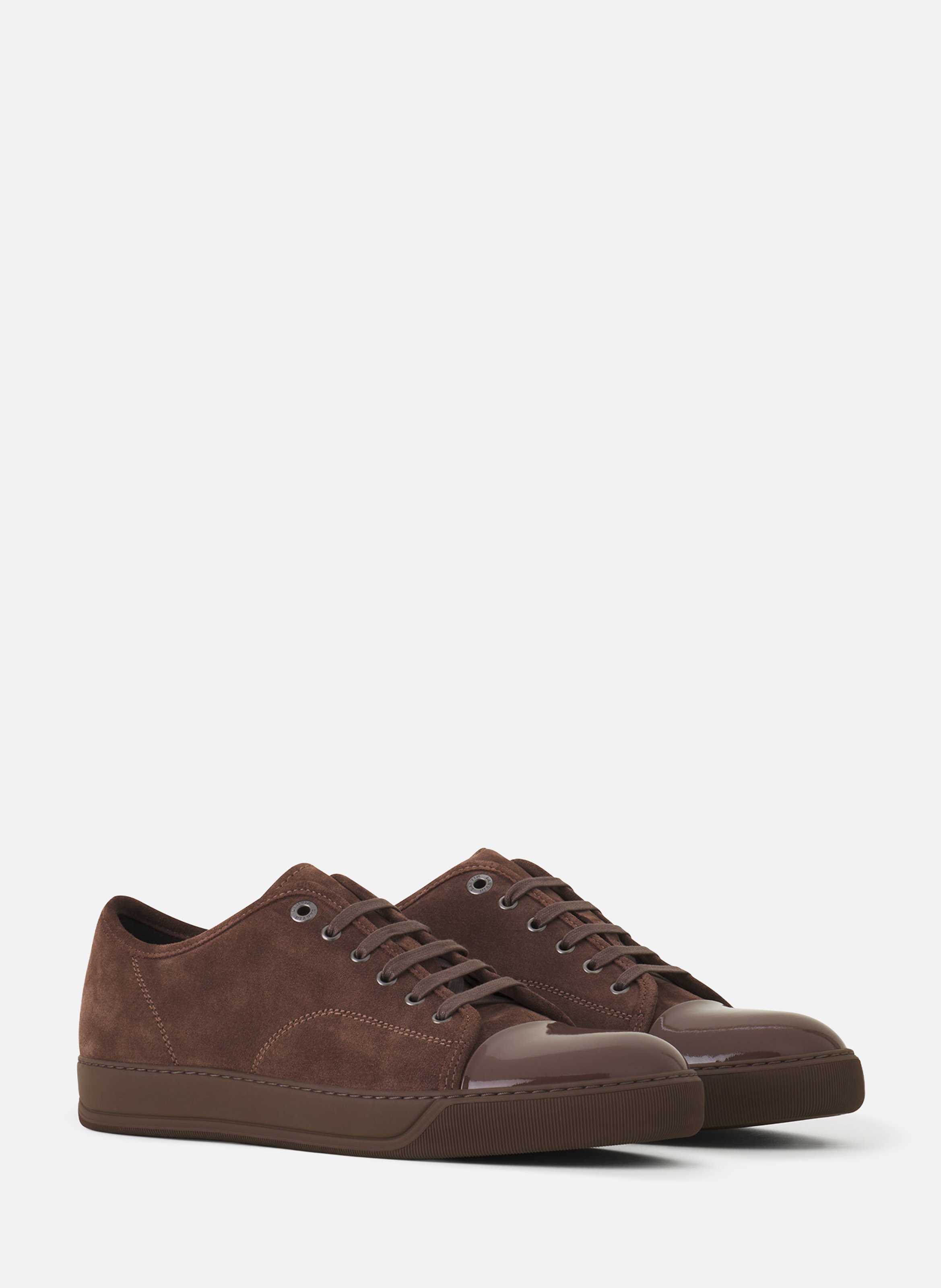 Sneakers dbb1 en suede et cuir vernis LANVIN Marron