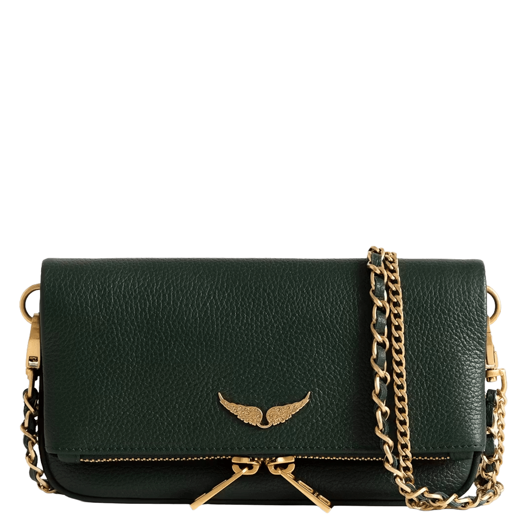 Pochette à rabat bandoulière en cuir rock mini ZADIG&VOLTAIRE Vert