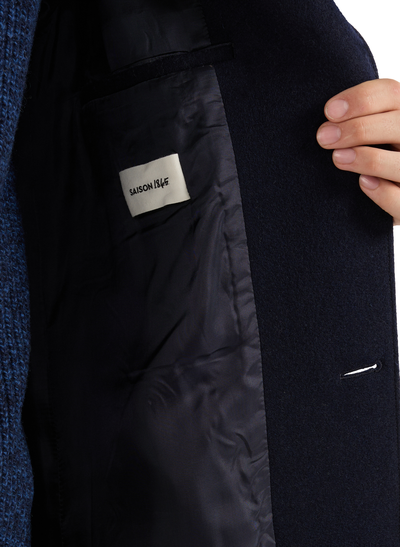 Solid long wool coat SAISON 1865 Blue