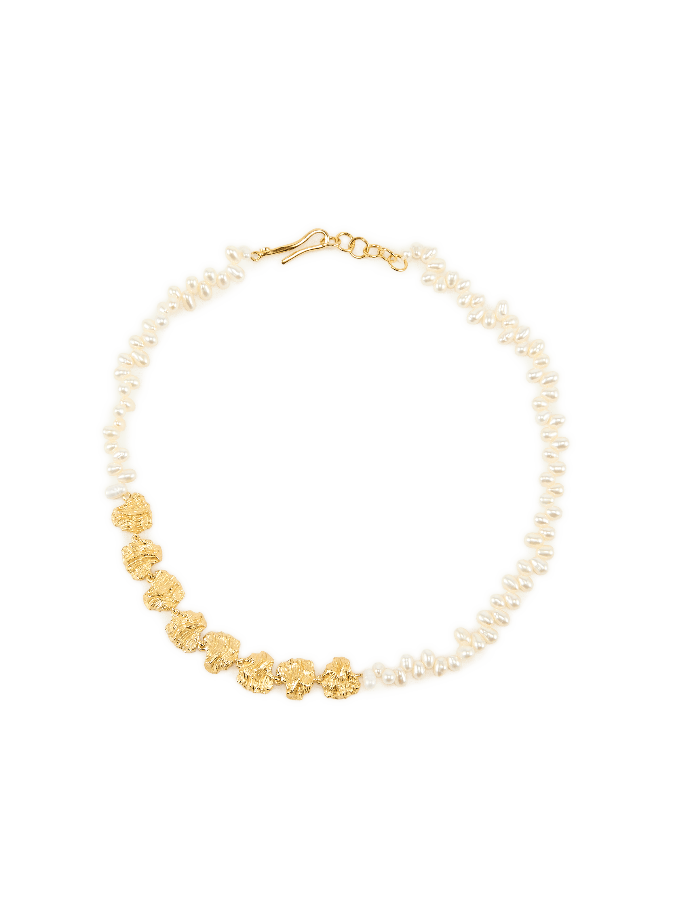 Pleated Petal and Pearl Necklace JOANNA LAURA CONSTANTINE Golden
