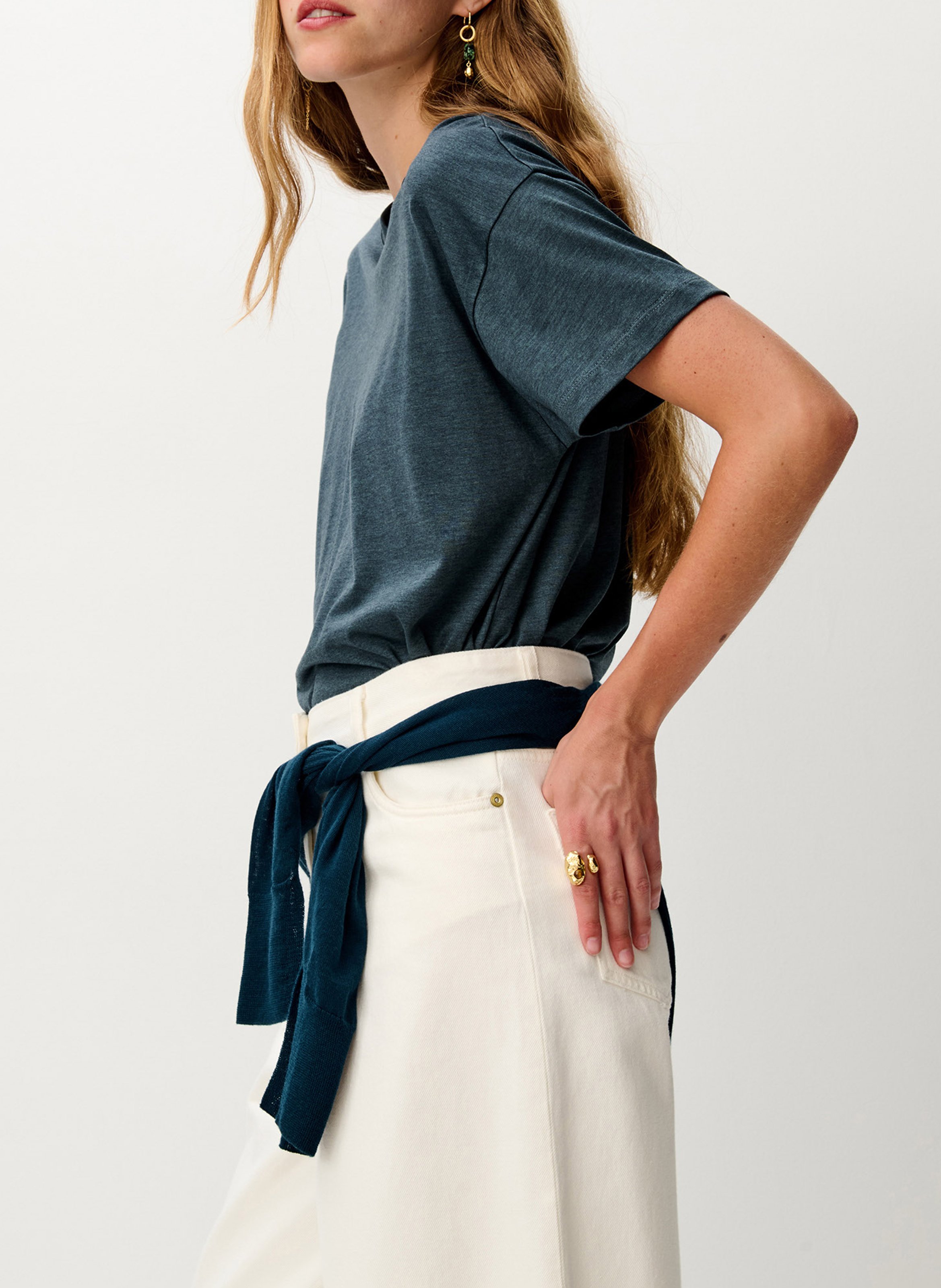 Tee-shirt oversize col rond too SESSUN Bleu