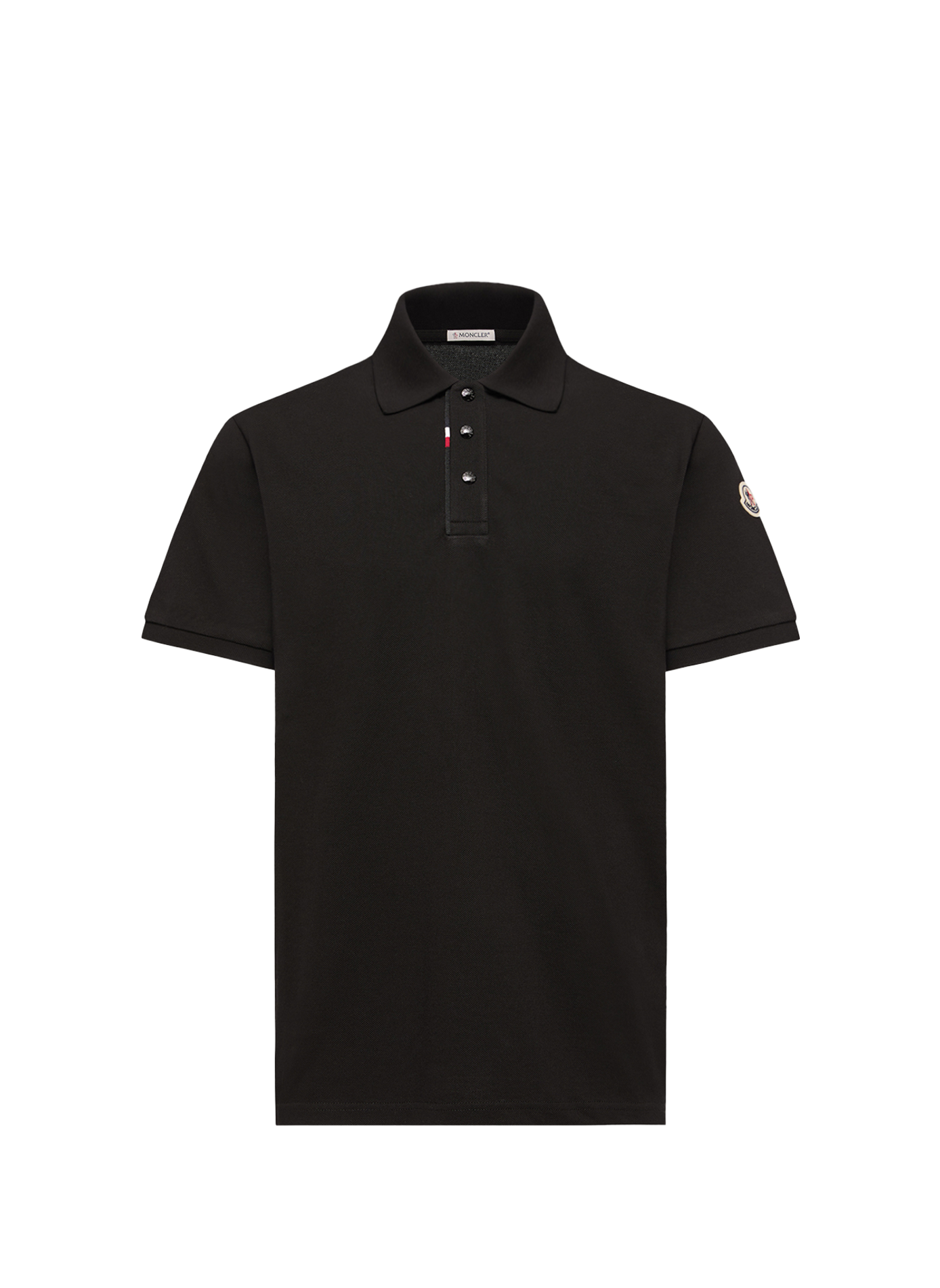 Polo mit kurzen geraden Ärmeln aus Baumwolle MONCLER Schwarz