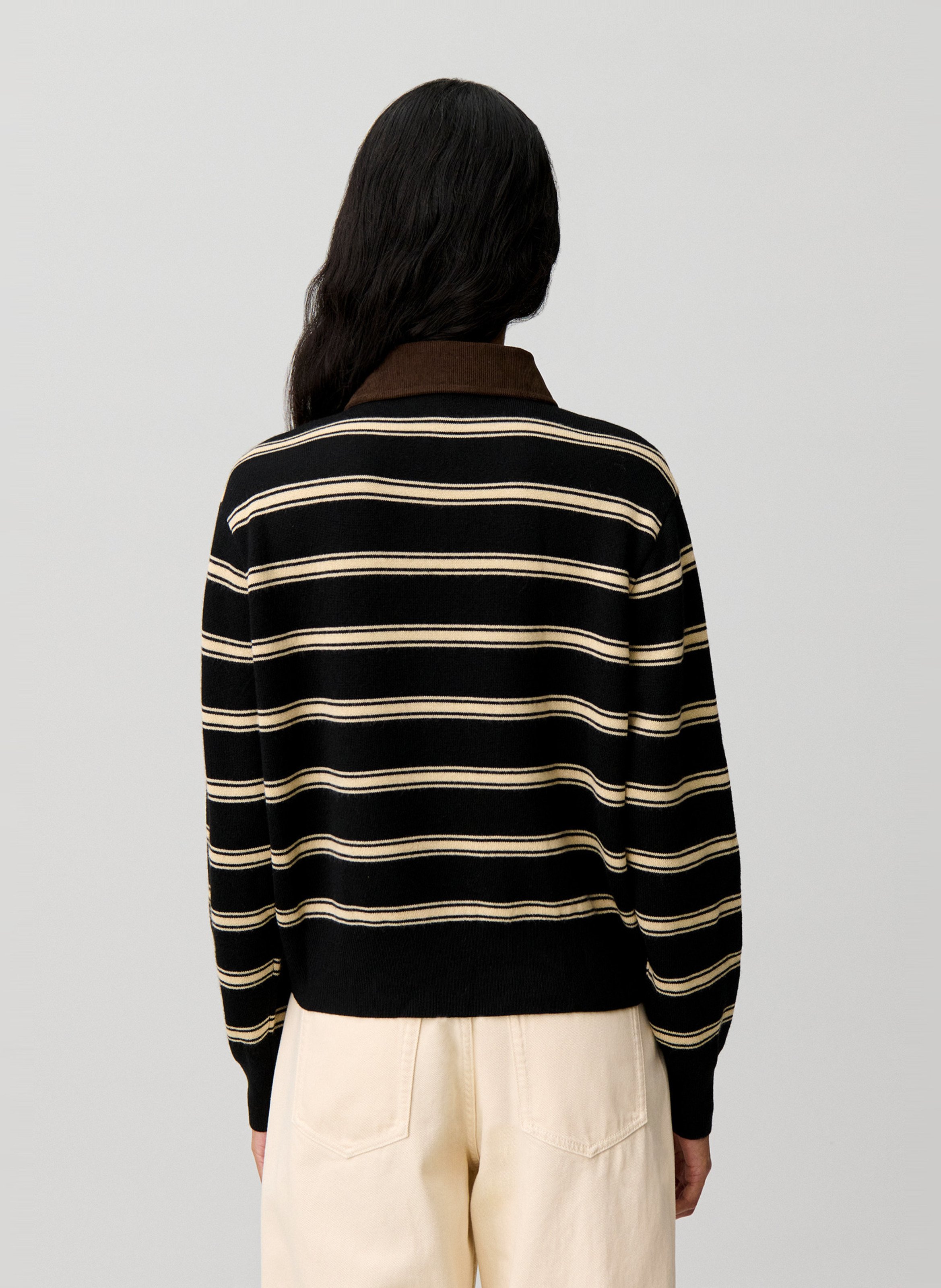 Cardigan col classique à rayures CLAUDIE PIERLOT Noir