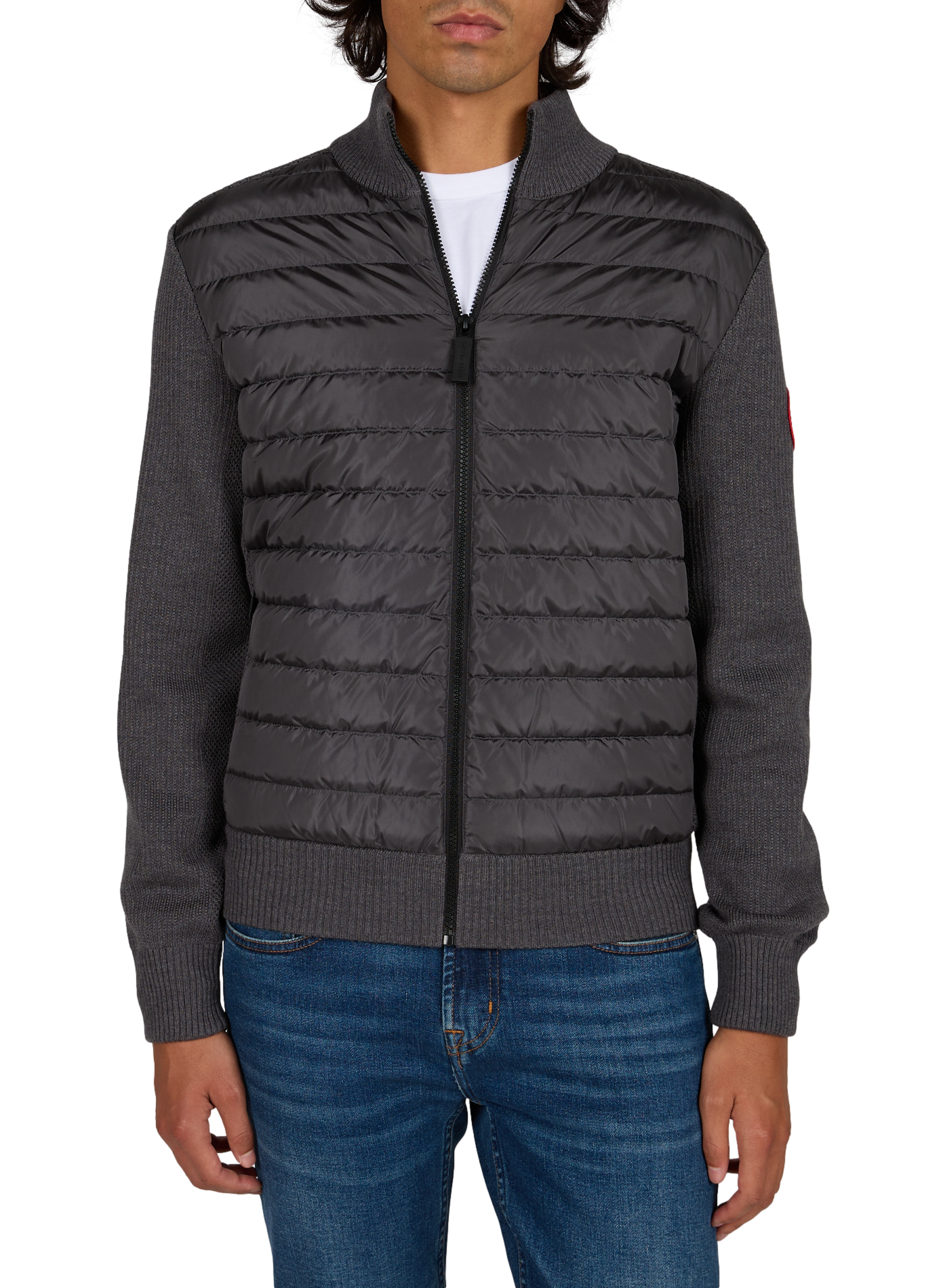 Getailleerde jas van tweemateriaal in wol. CANADA GOOSE Grijs