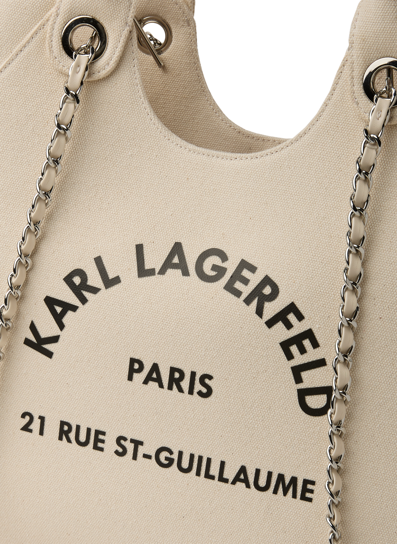 Sac à main imprimé en coton | Beige KARL LAGERFELD Femme