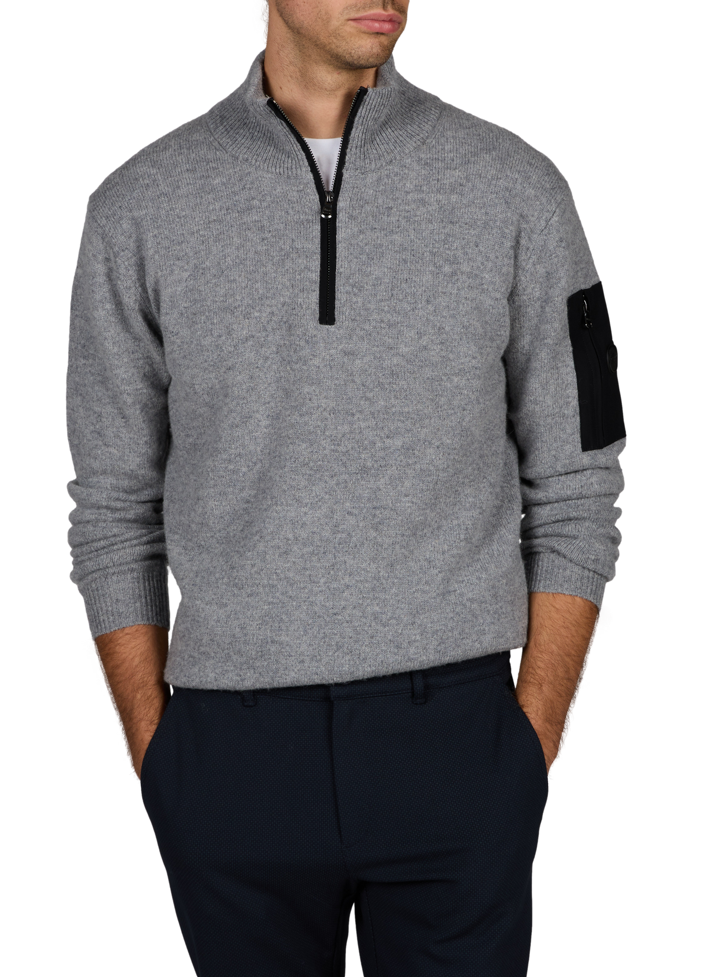 Gerader Wollmix-Pullover mit Stehkragen 1789 CALA Grau