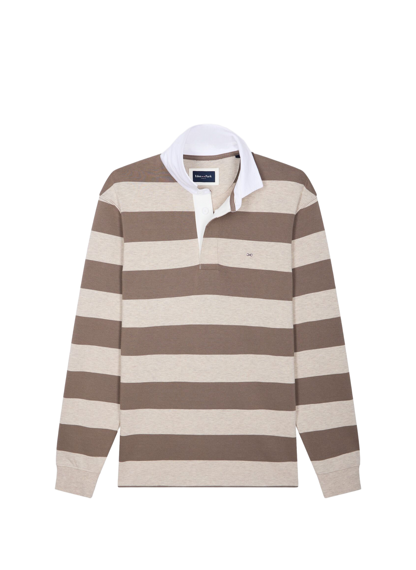 Polo droit rayé en coton EDEN PARK Beige