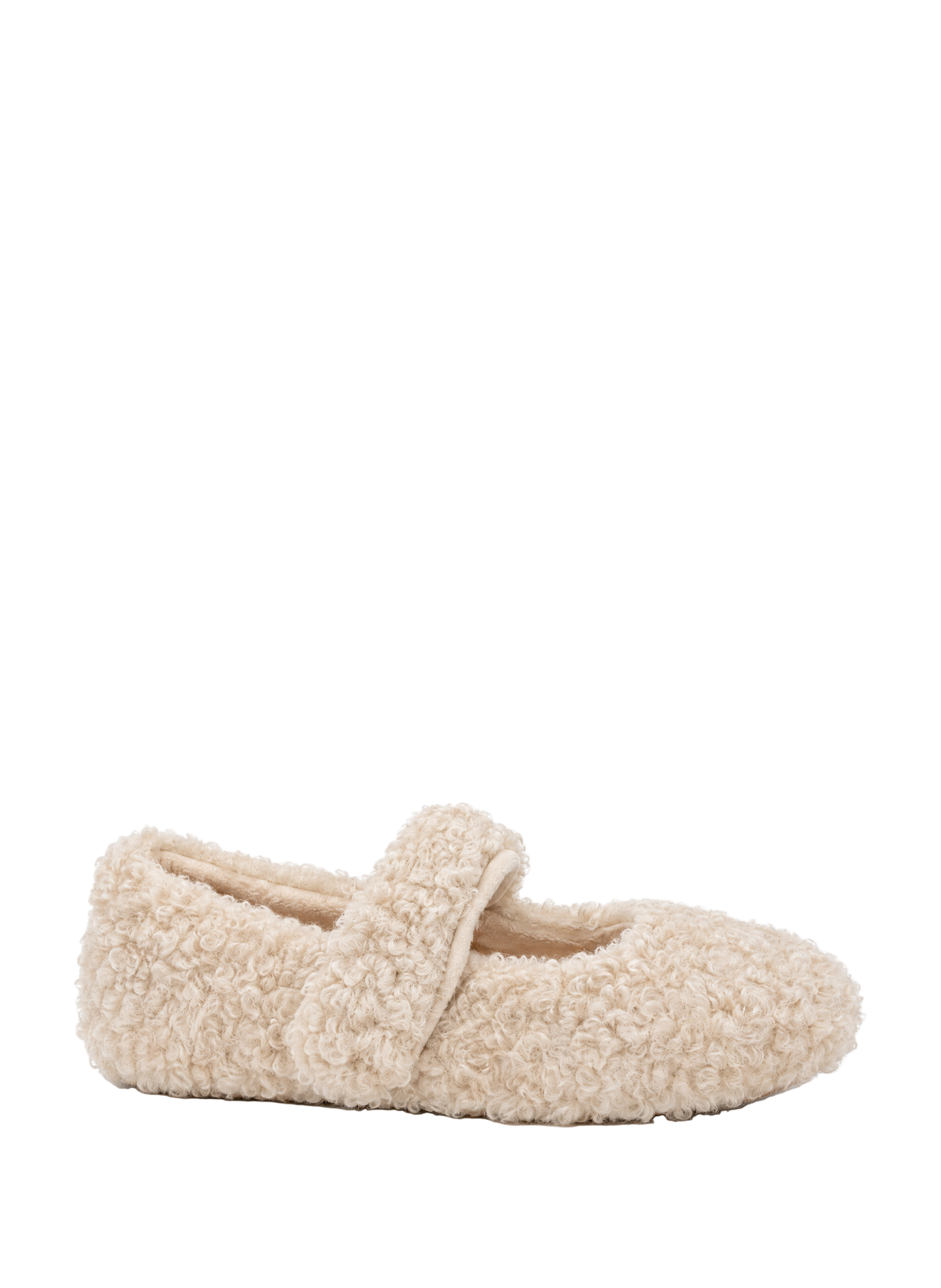 Round-toe ballet flats with a sherpa-effect finish VERBENAS Beige