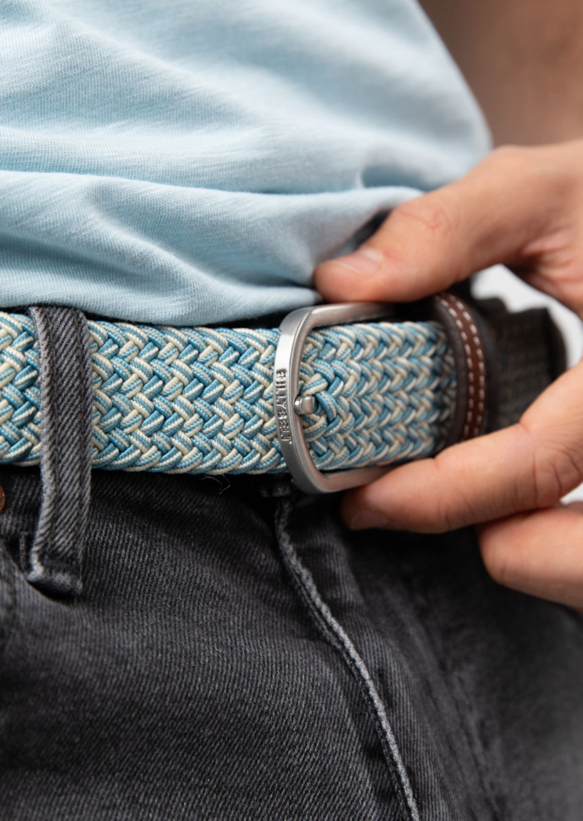 Ceinture tressée élastique multicolore BILLYBELT Bleu