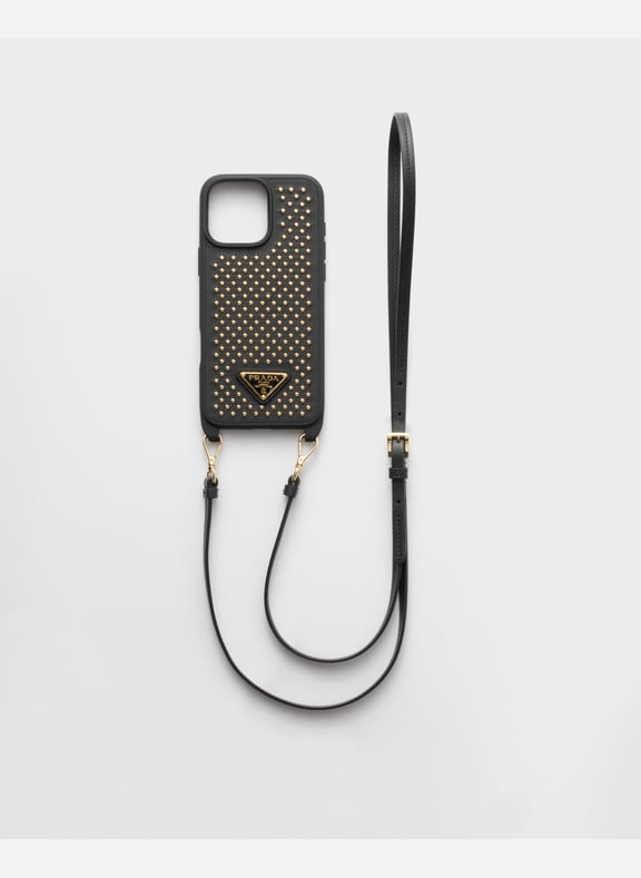 Coque pour iphone16promax en cuir Noir by PRADA PRADA Coque pour iphone16promax en cuir Noir