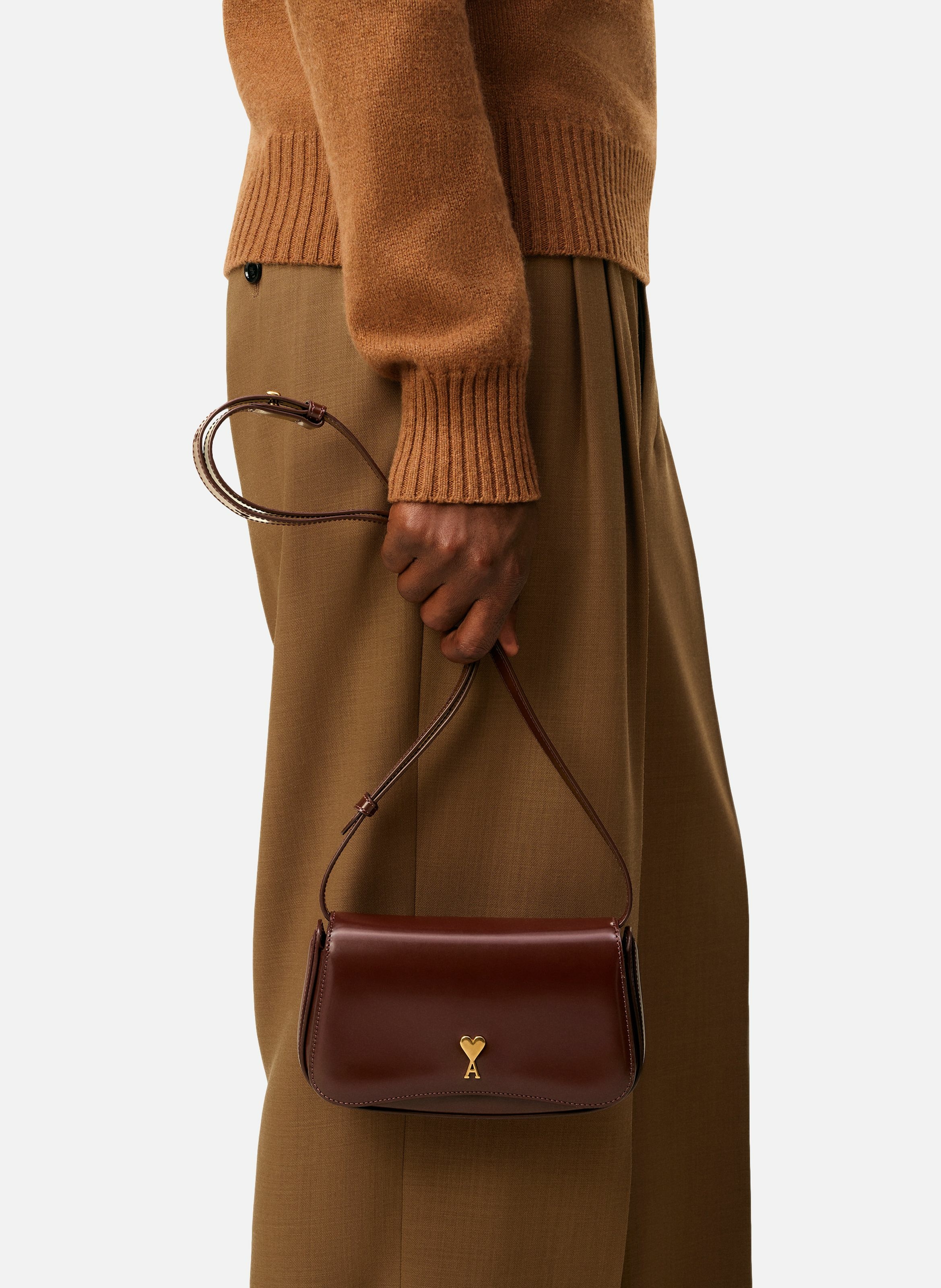 Sac porté croisé paris paris petit en cuir glacé unisexe Rouge