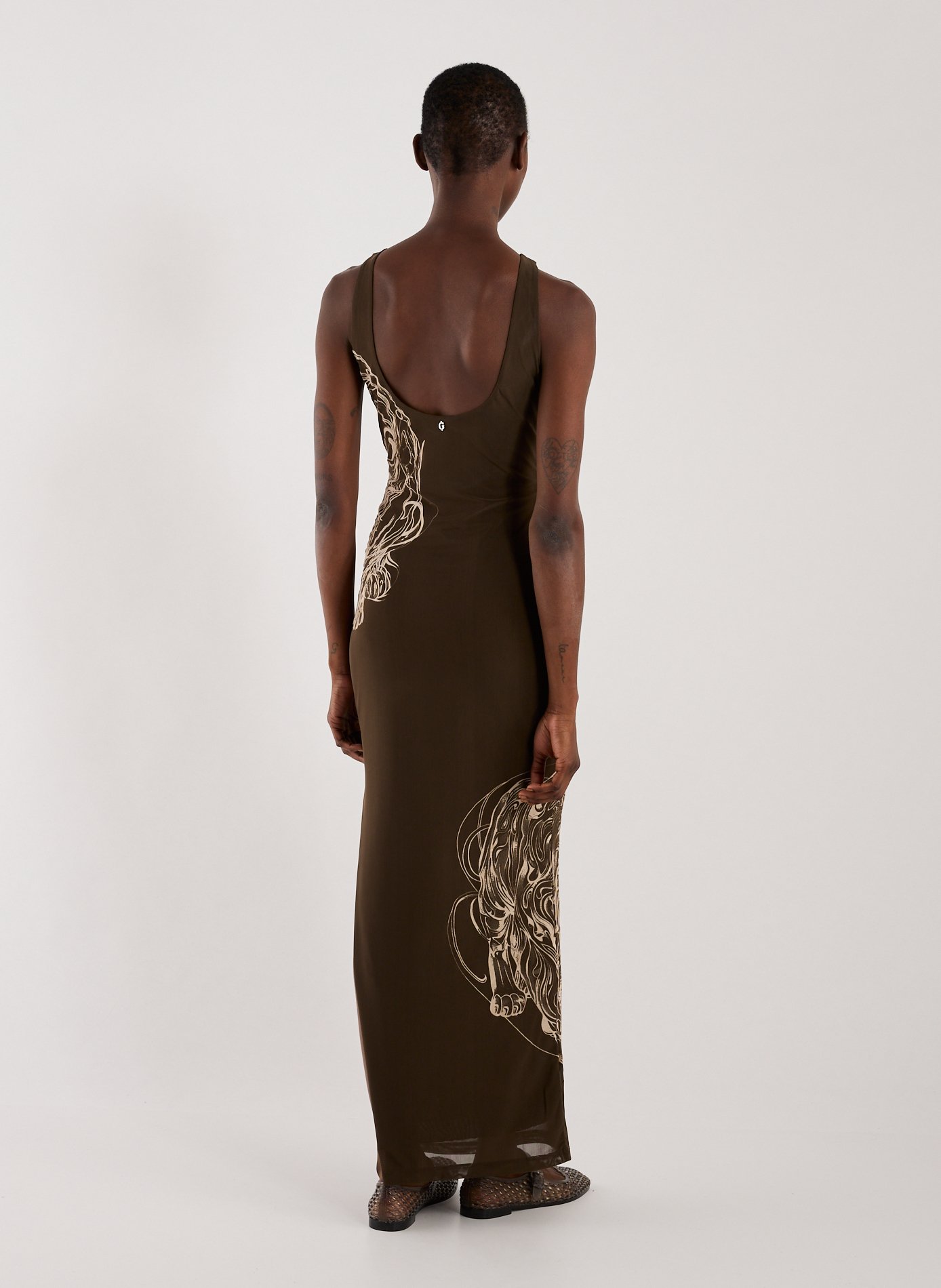 Maxi draped dress GUESS Brown