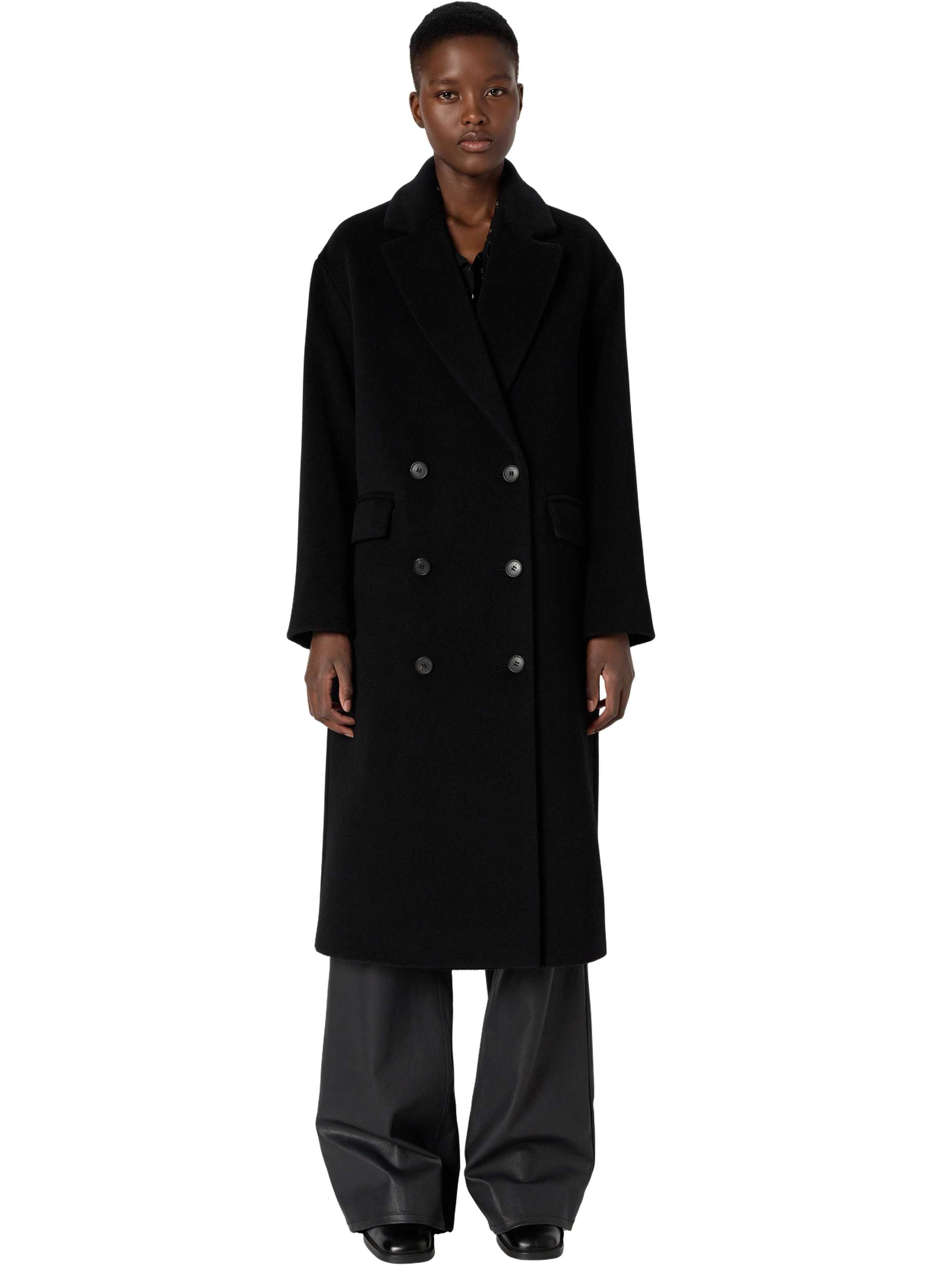 Manteau croisé en laine et angora - magali GERARD DAREL Noir