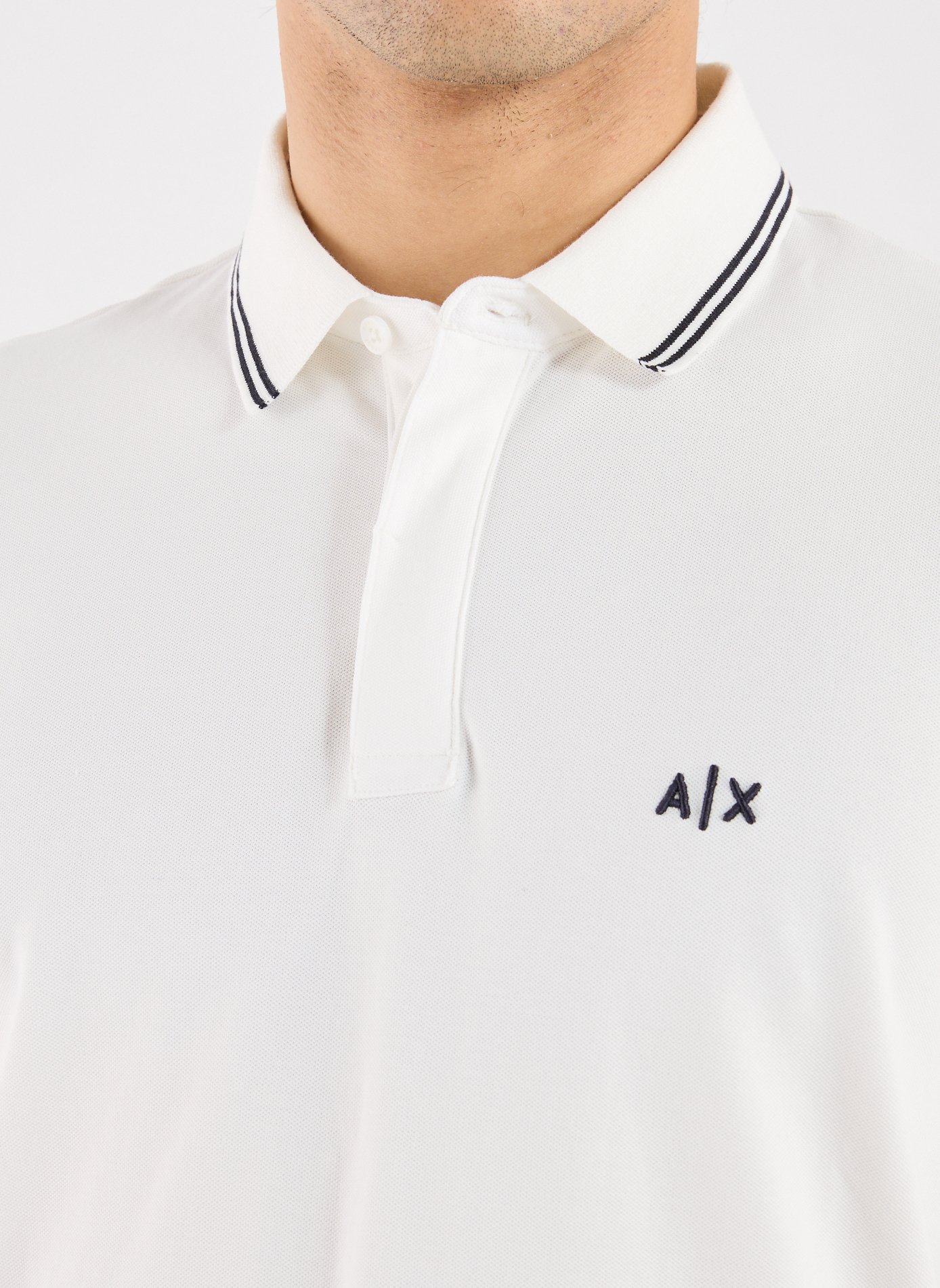 Polo manches courtes en coton mélangé ARMANI EXCHANGE Blanc