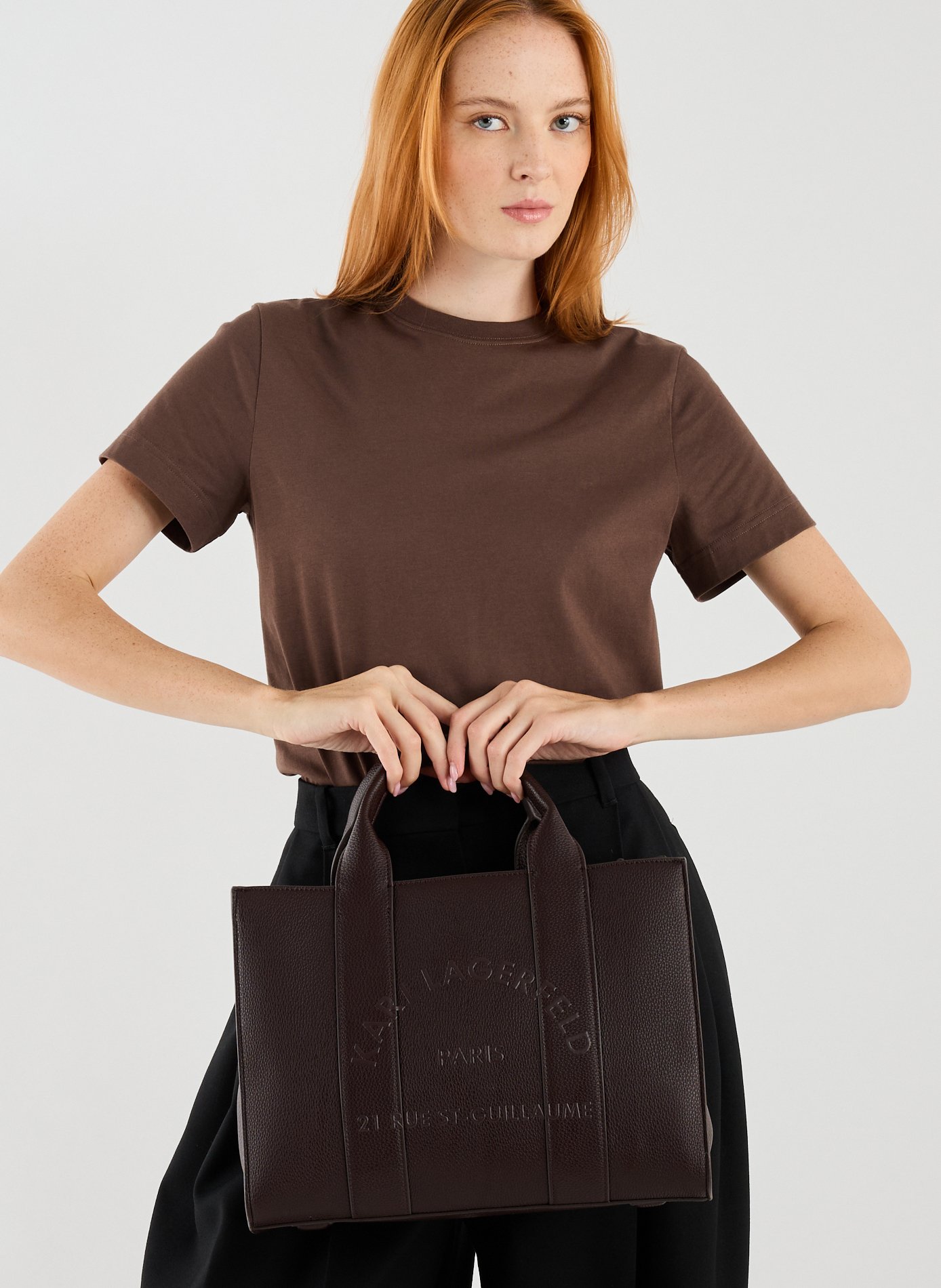 Sac à main double anse KARL LAGERFELD Marron