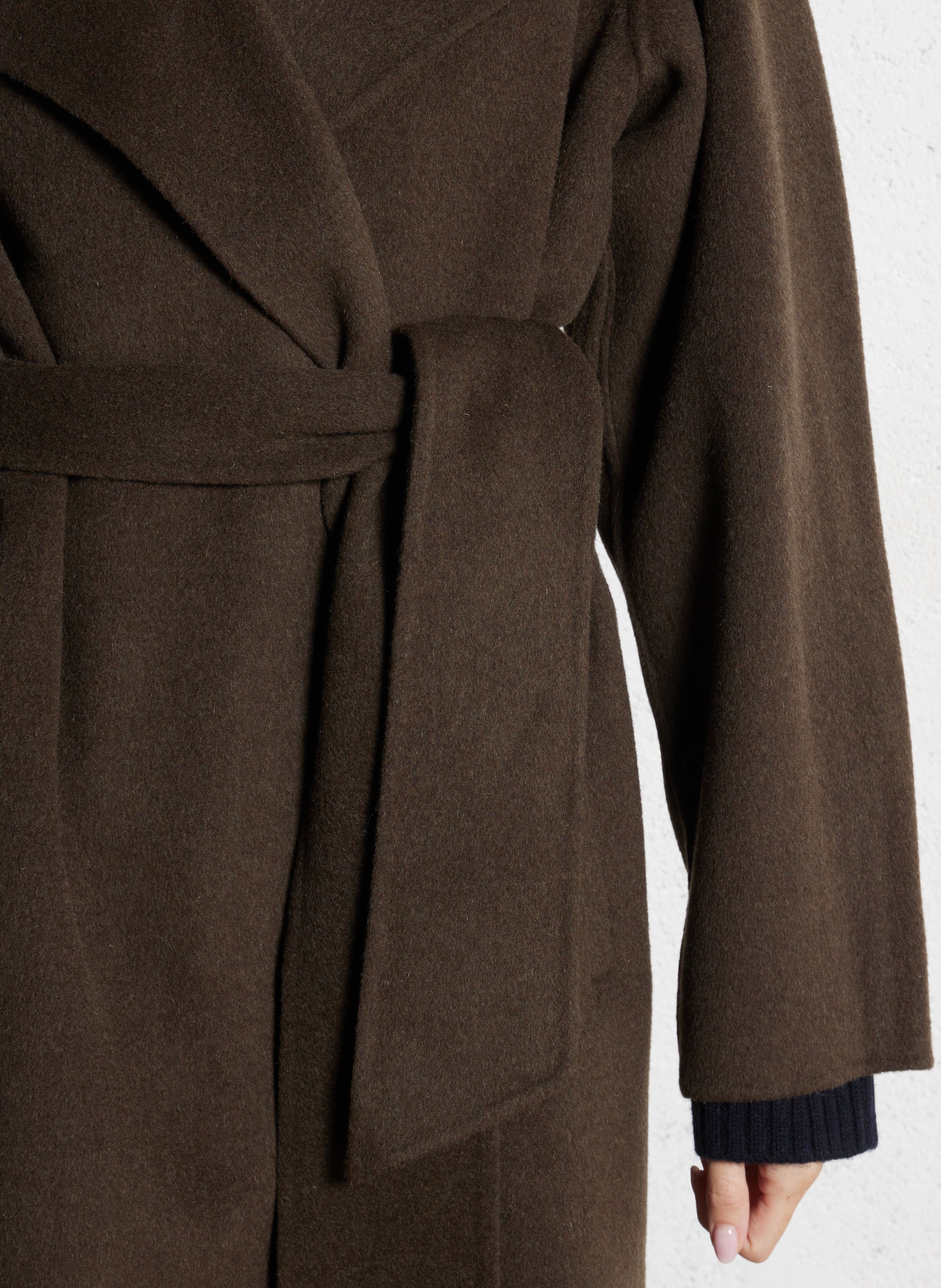 Manteau long col tailleur en laine mélangée harvard SOEUR Kaki