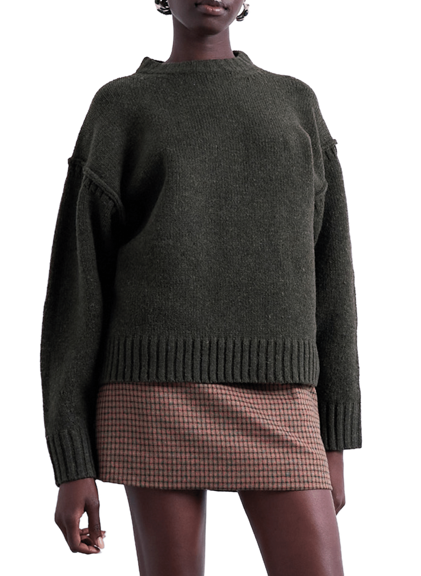 TOPSHOP Oversized solid color sweater Khaki