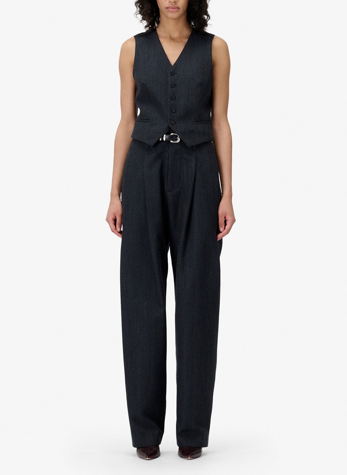 Veston tailleur sans manches en laine mélangée benyo IRO Bleu