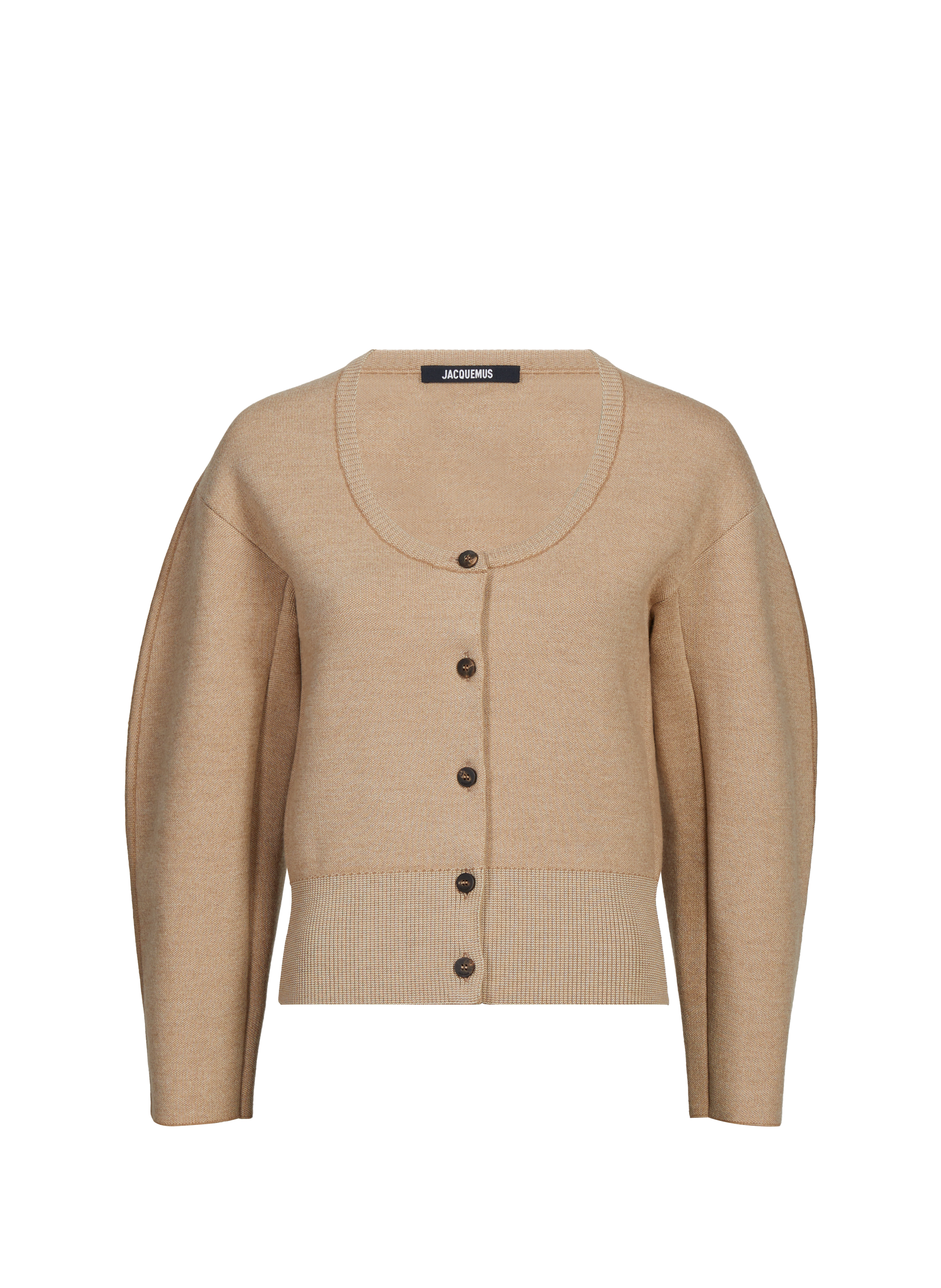 JACQUEMUS Gilet col rond en laine mérinos mélangée Beige