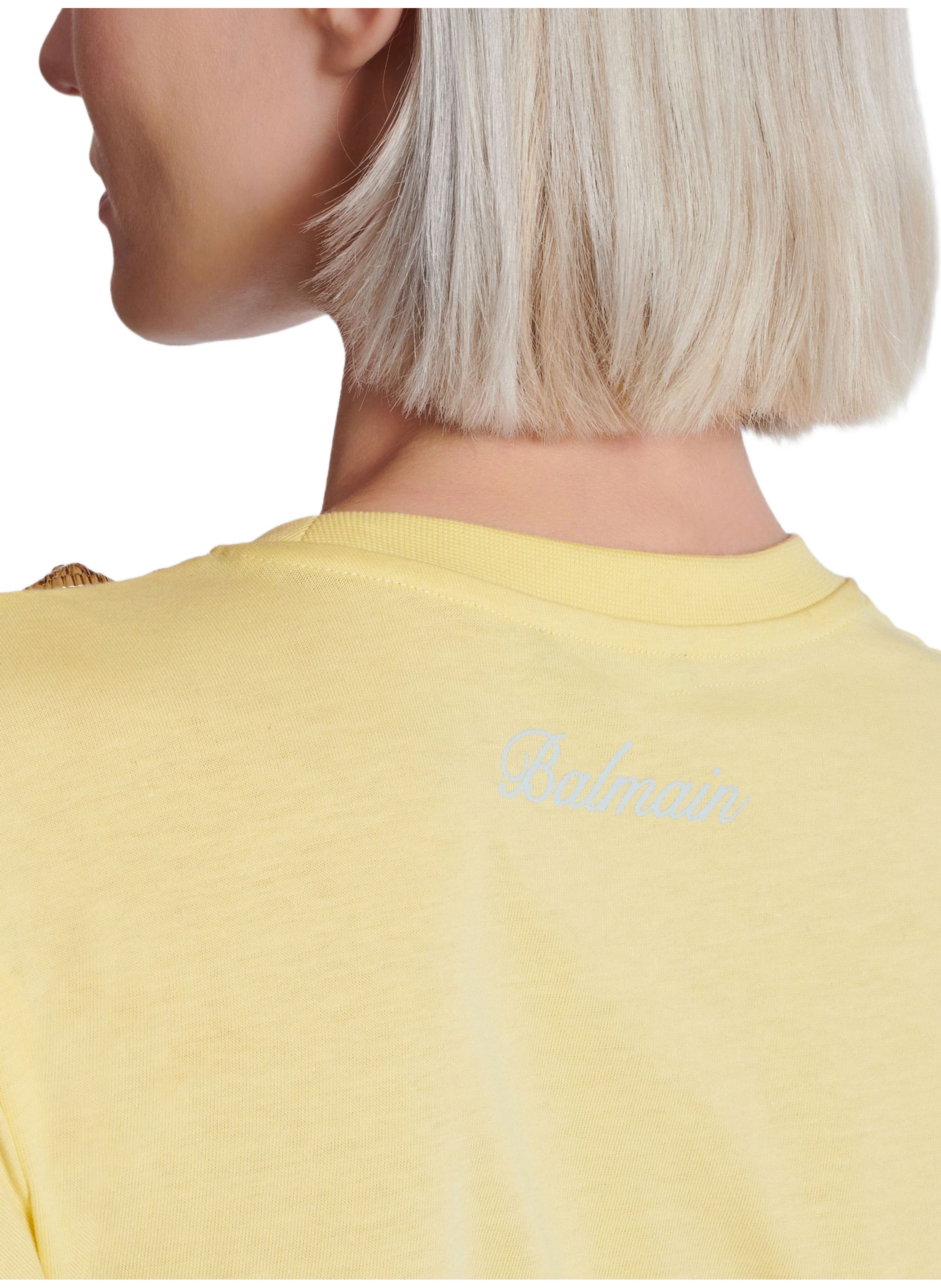 T-shirt drapé avec boutons Jaune