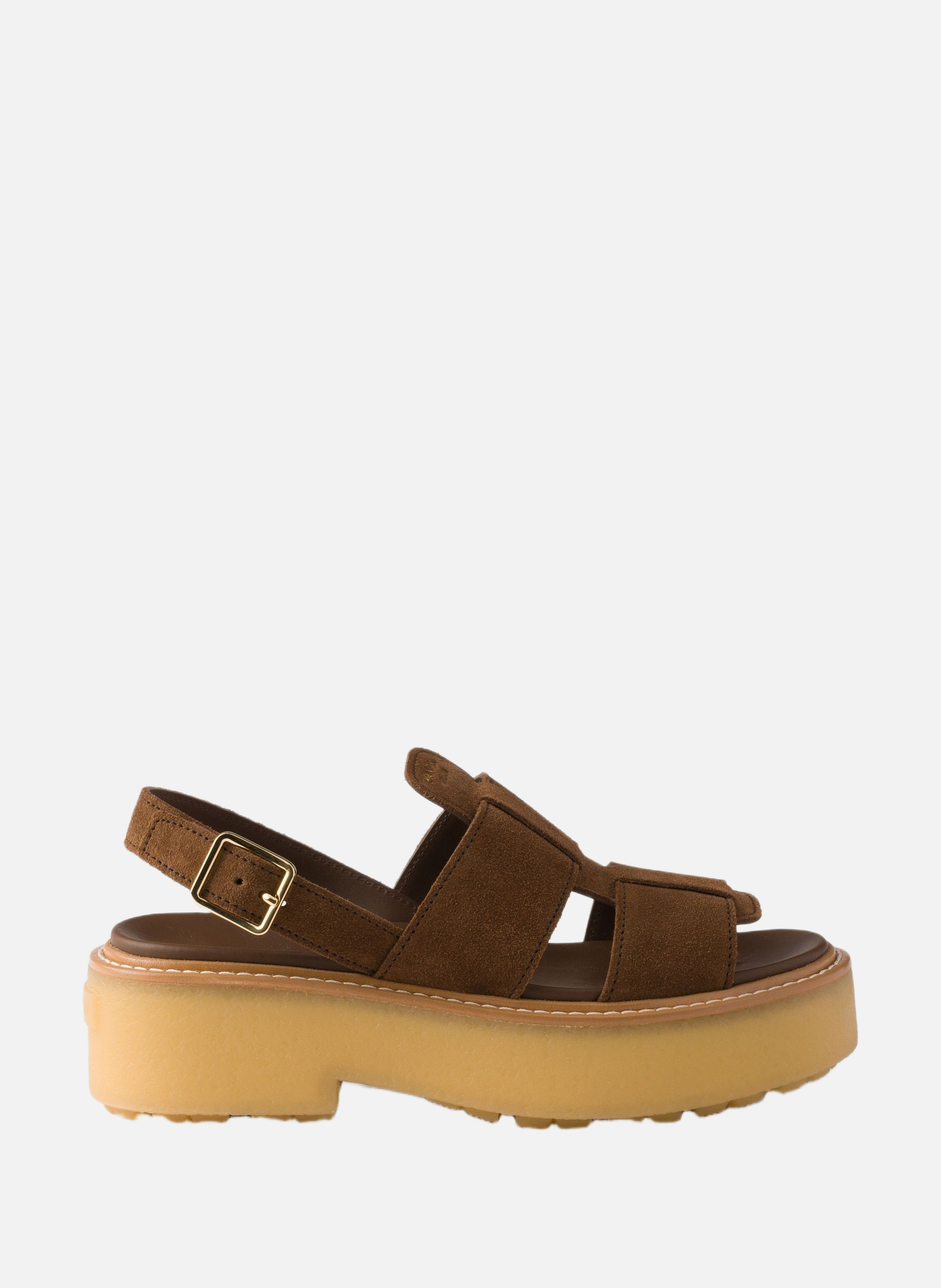 Sandales en veau velours PRADA Marron