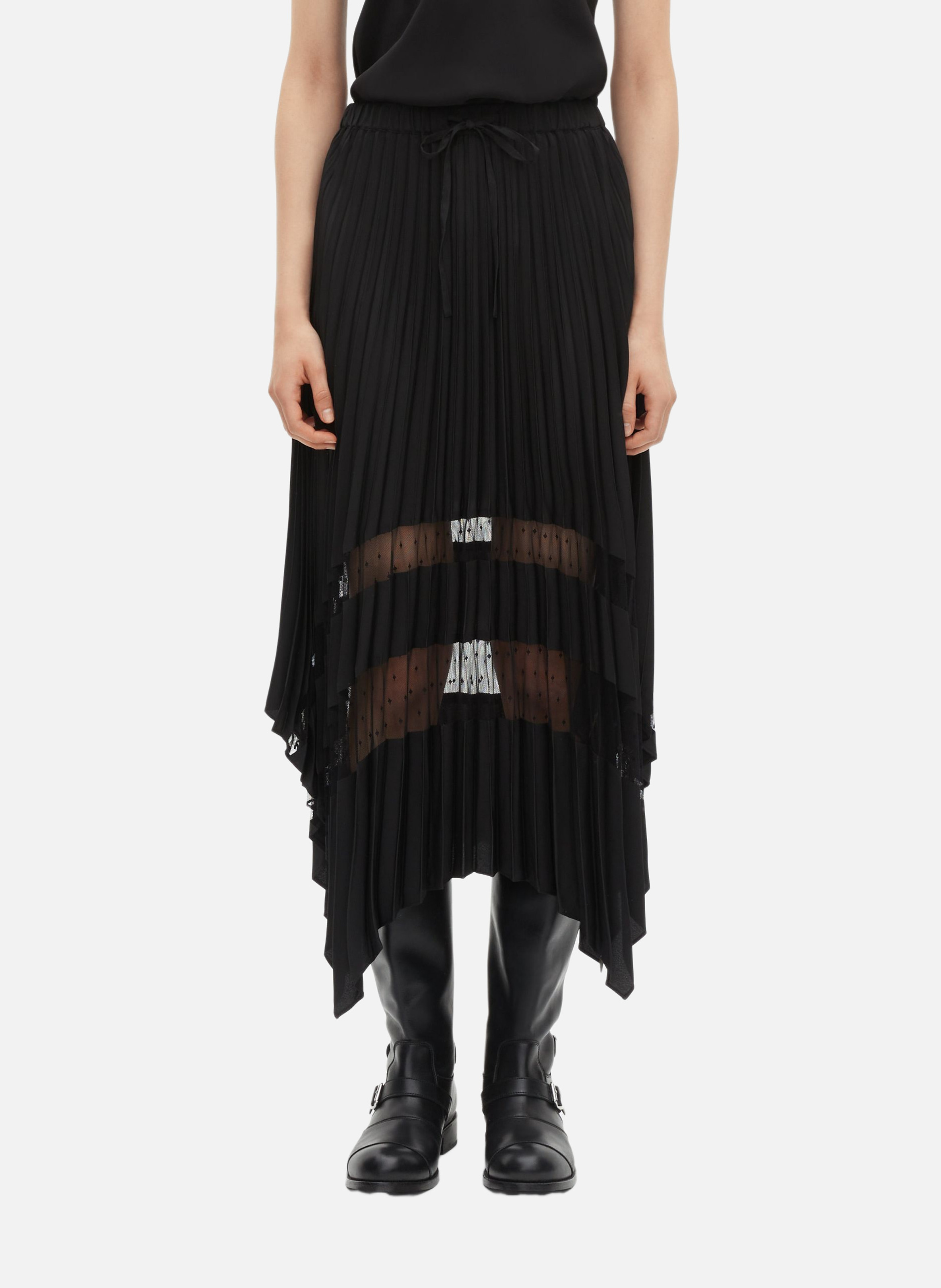 Jupe longue plissée à dentelle NoirTHE KOOPLES