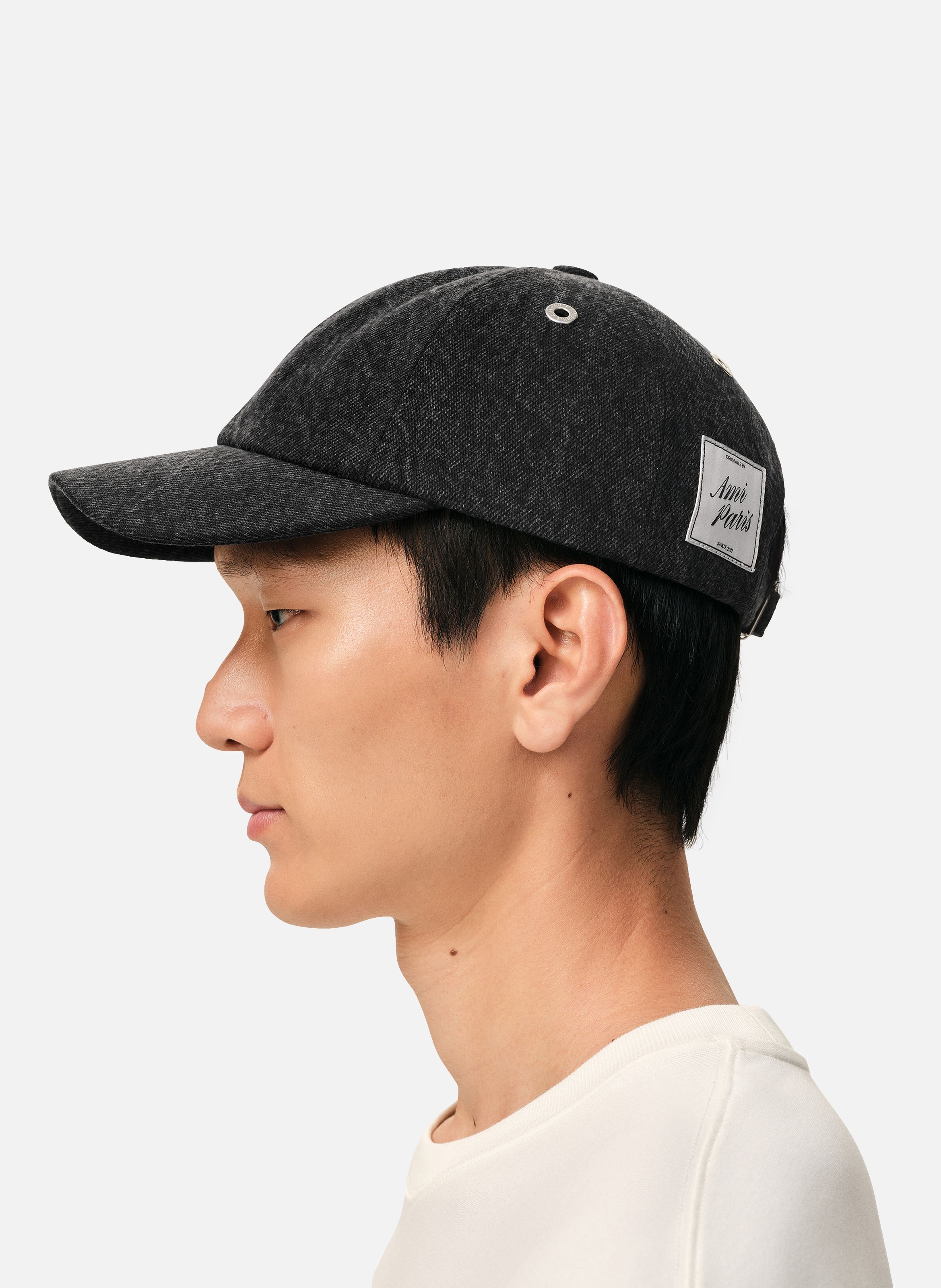 Casquette empiècement côté ami paris unisexe en denim AMI PARIS Noir