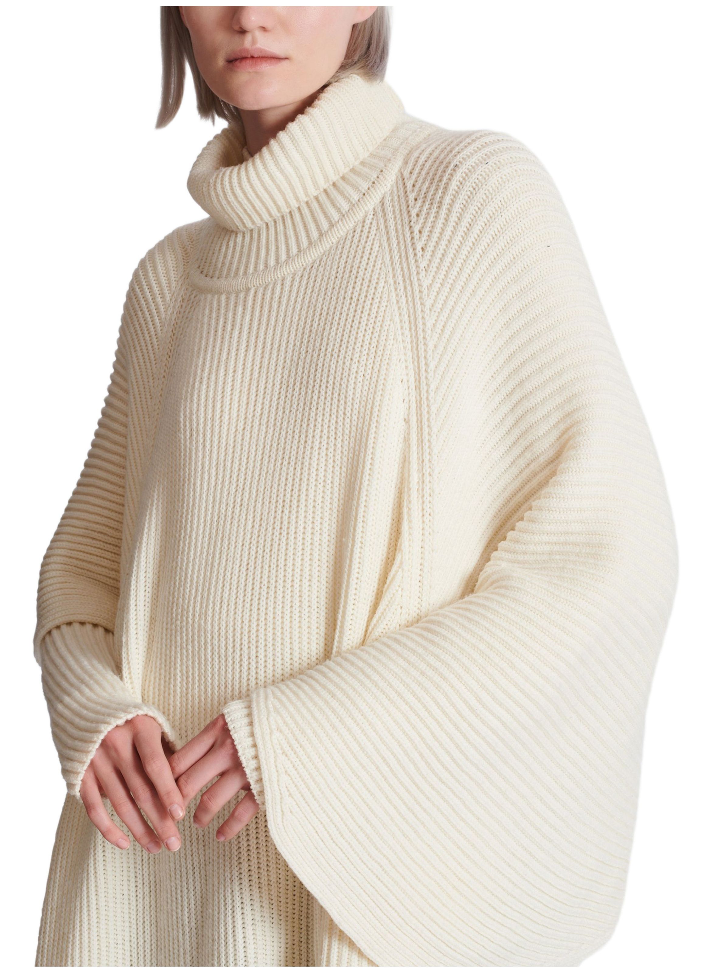 Cape en maille asymétrique BALMAIN Blanc