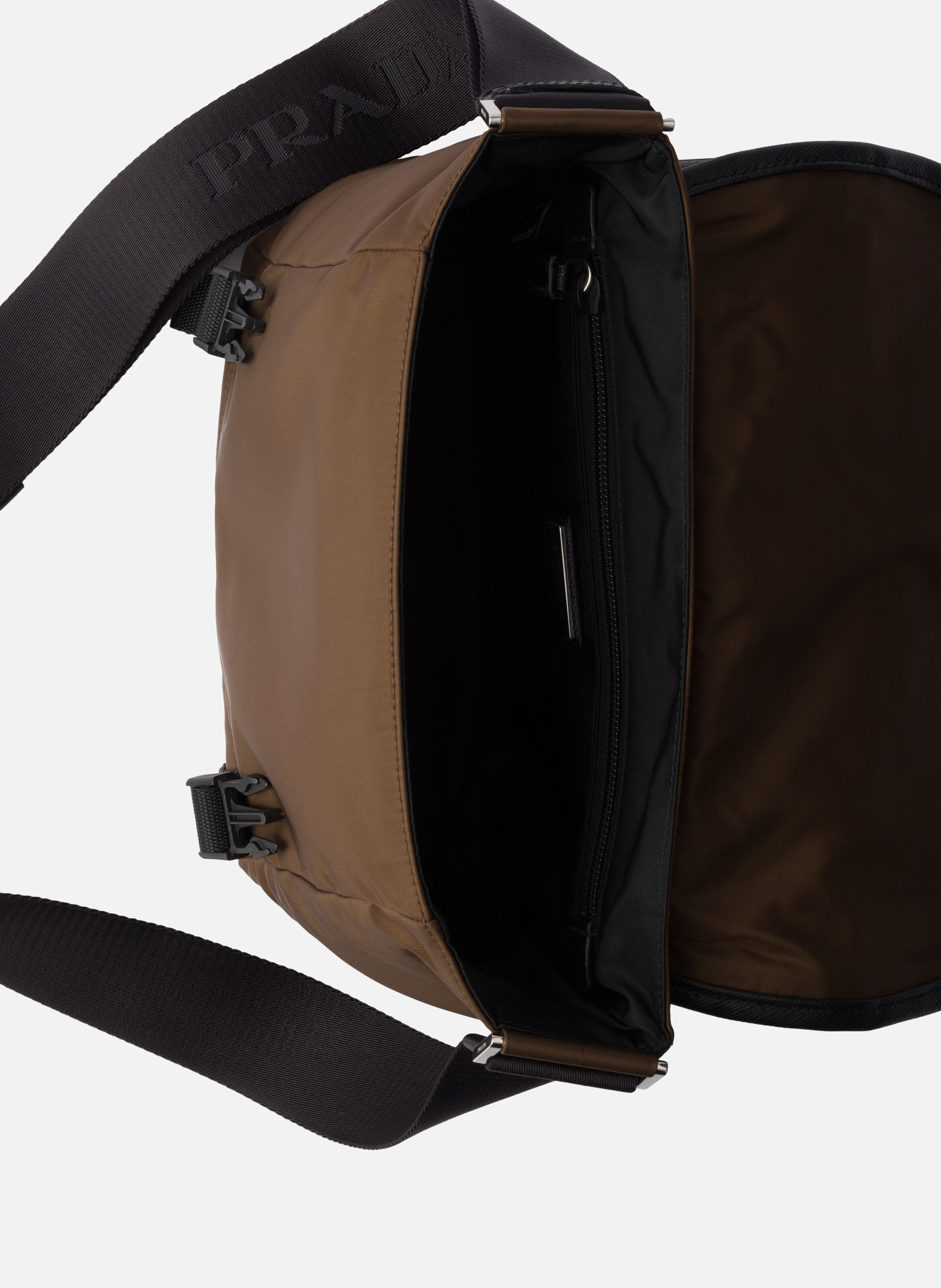 Sac porté épaule en re-nylon et cuir saffiano PRADA Marron