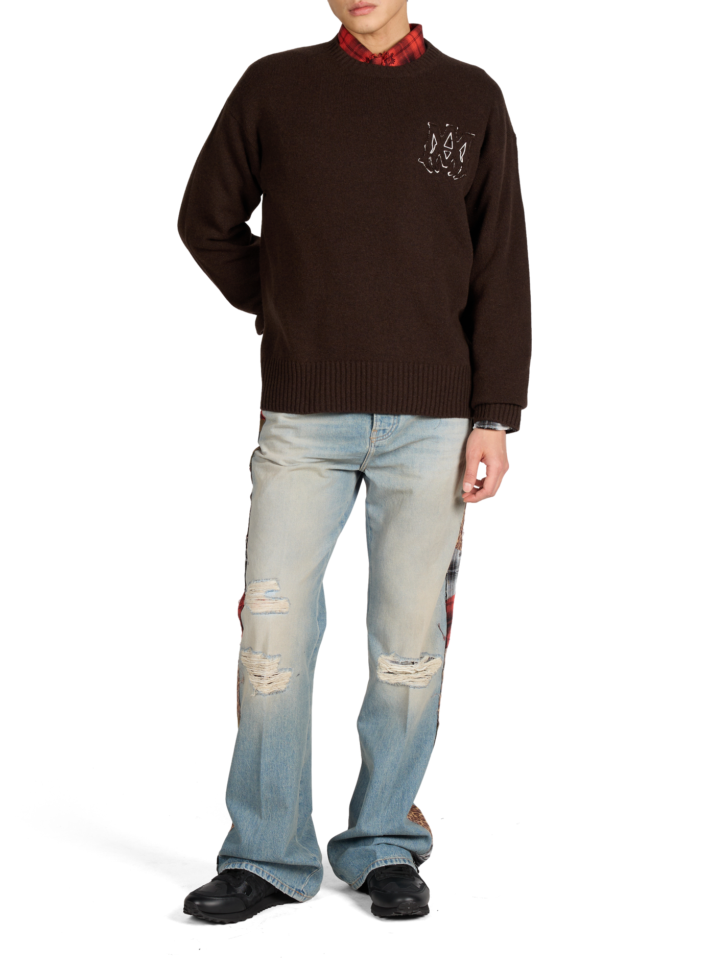 Cotton patchwork bootcut jeans AMIRI Blue