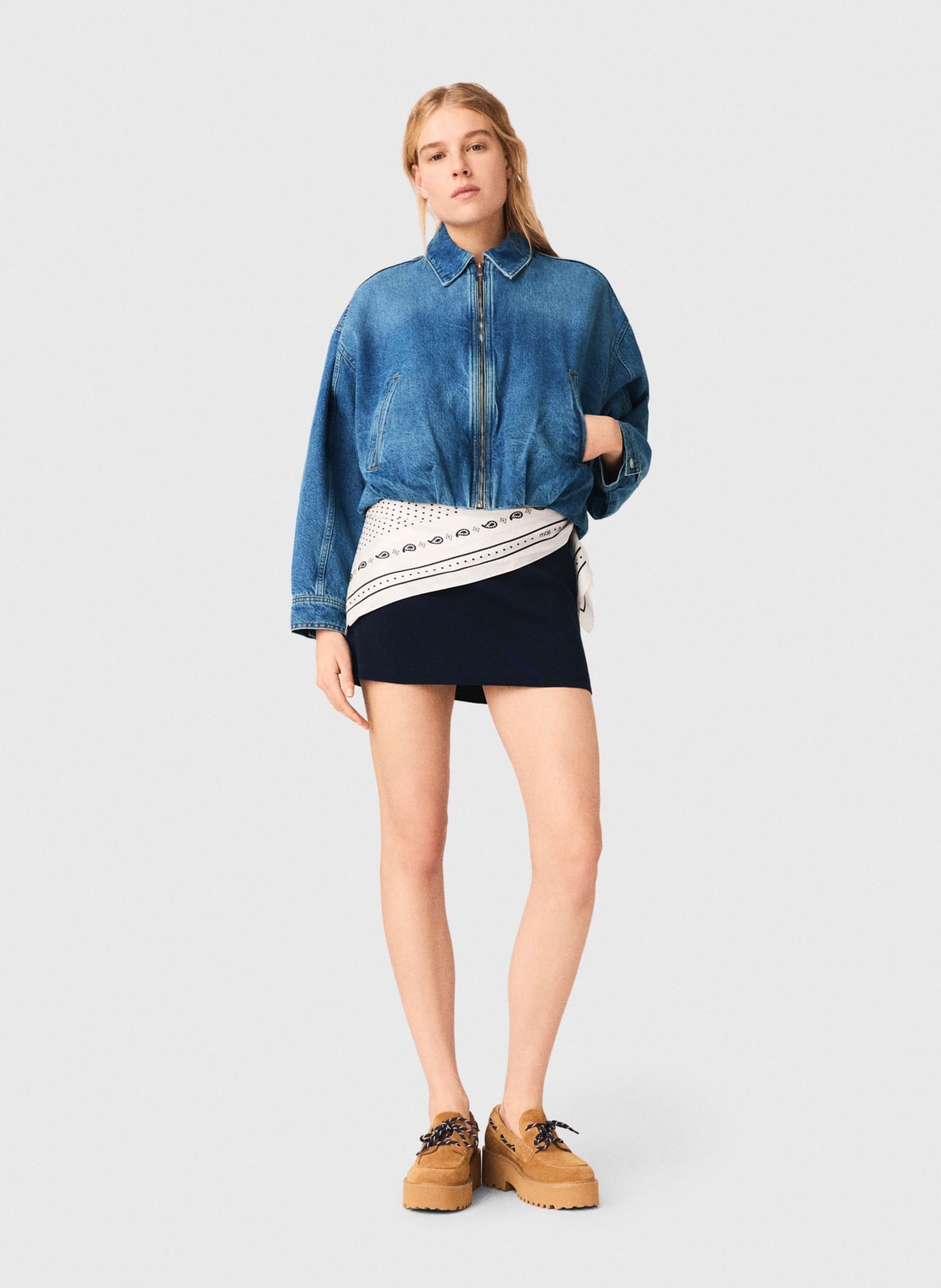 Blouson oversize col classique en coton MAJE Bleu
