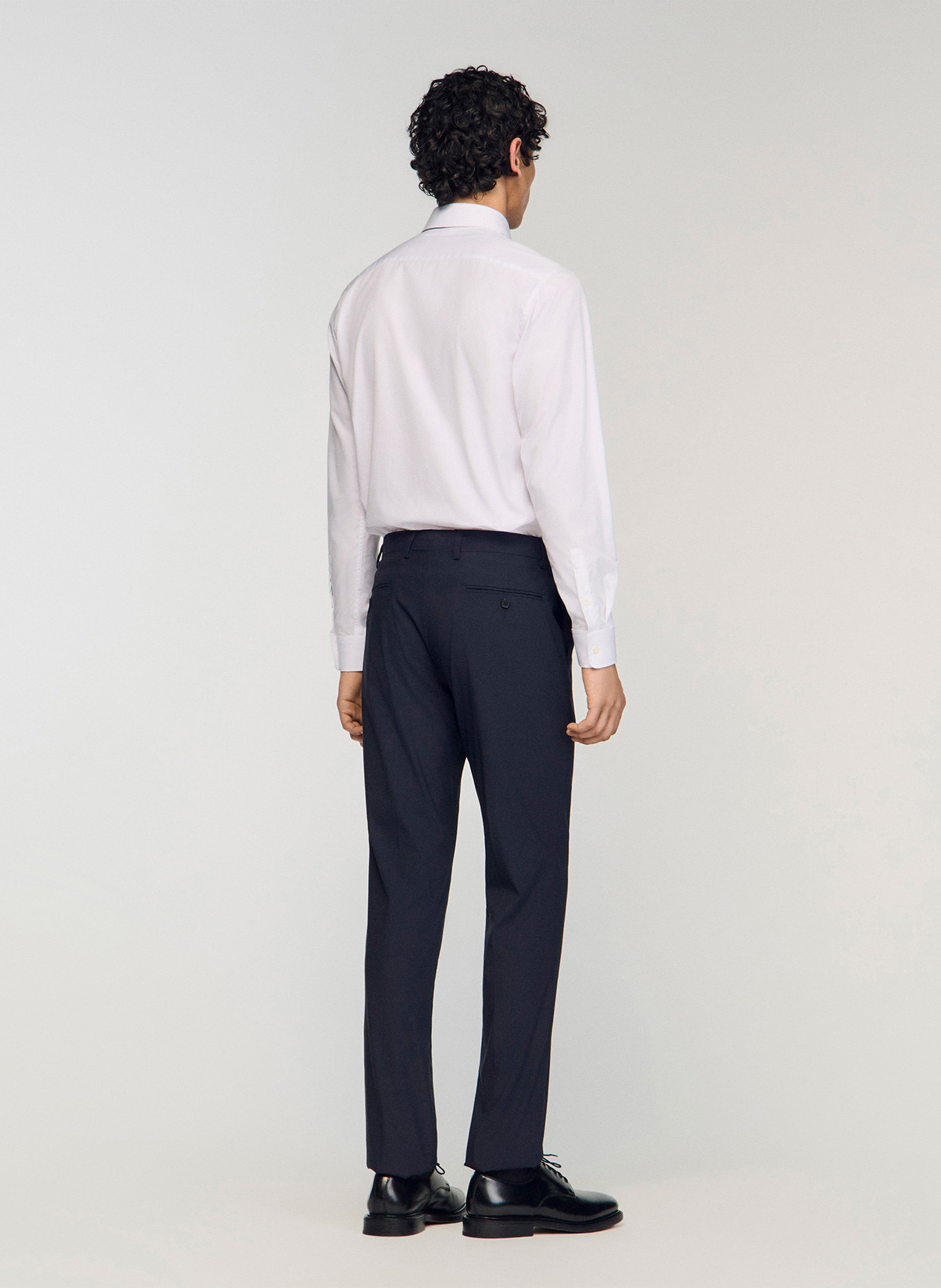 Pantalon de costume en laine mélangée SANDRO Bleu