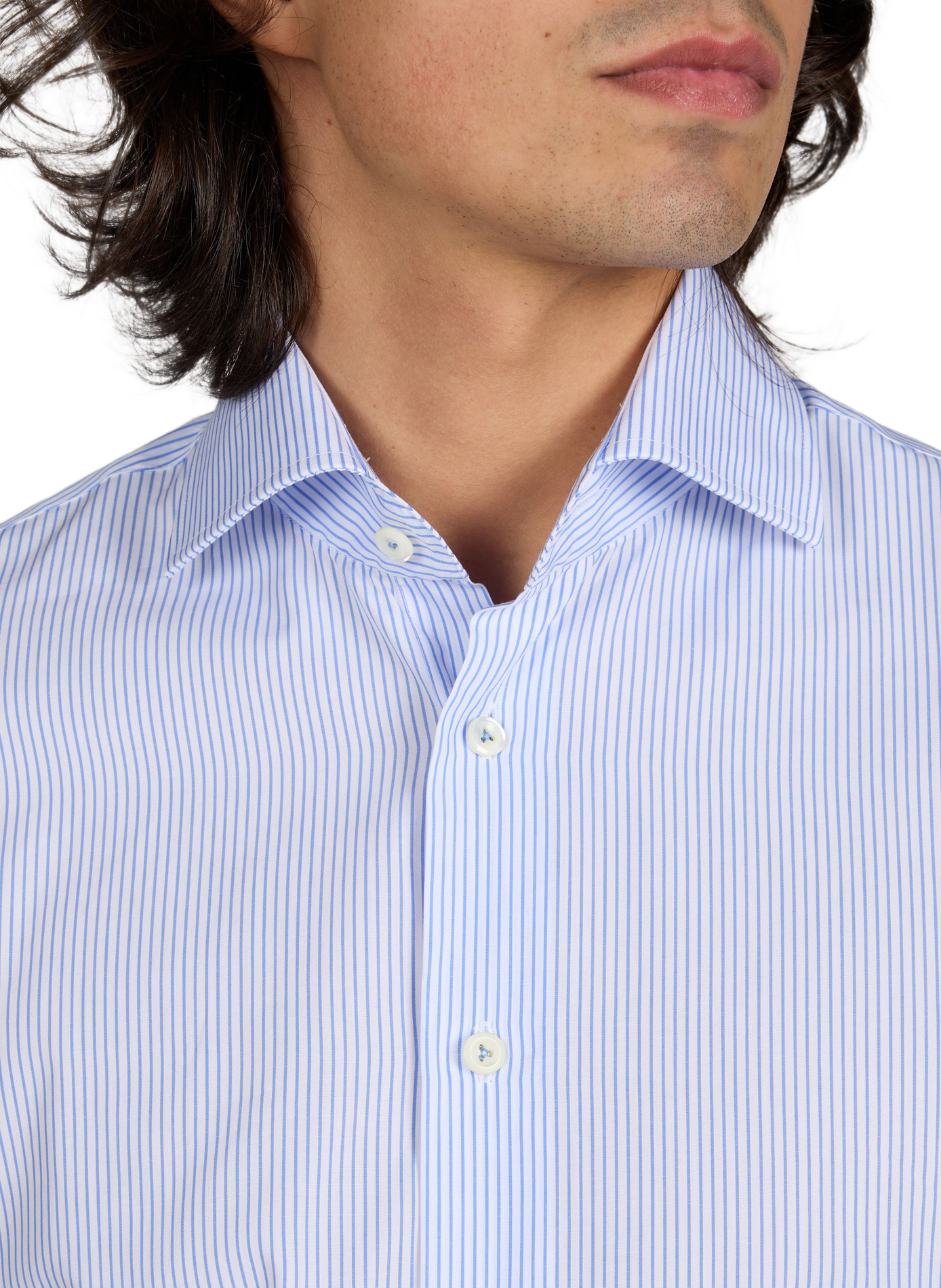 Tailored fit striped cotton shirt VAN LAACK Blue