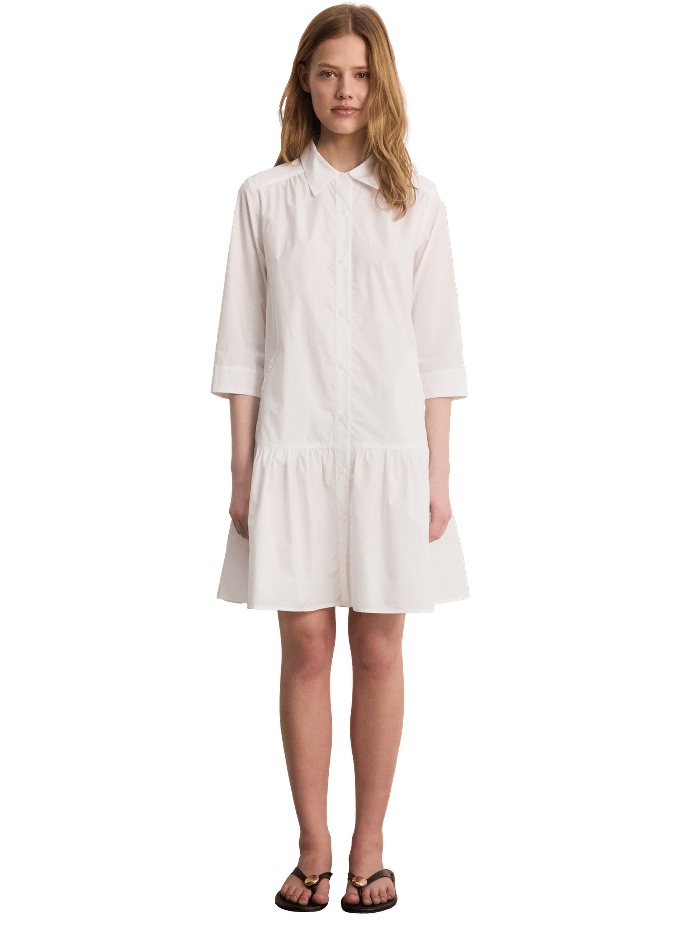 Robe chemise volantée en coton - amara PABLO Blanc