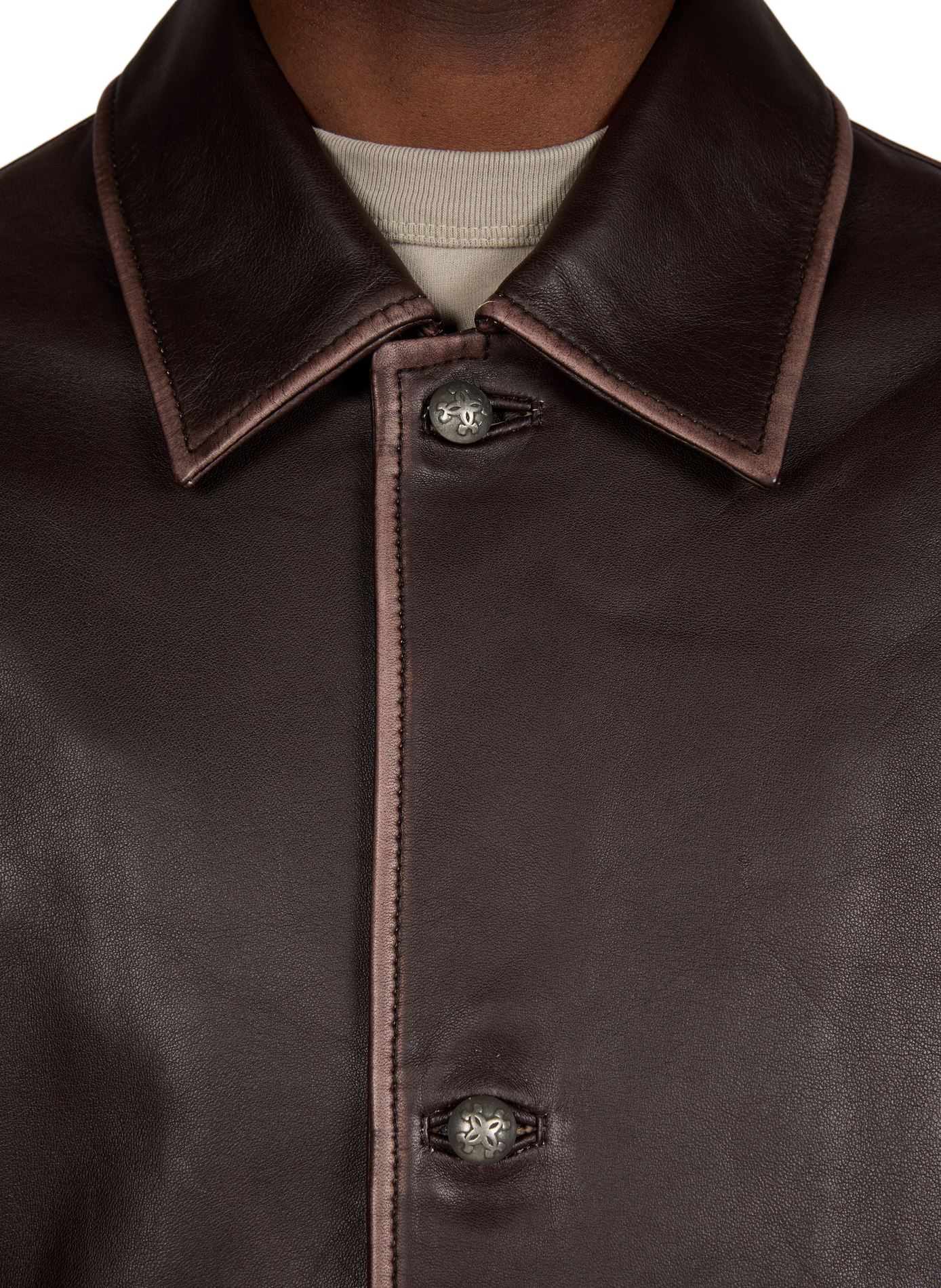 Buttoned leather jacket CALEB Brown