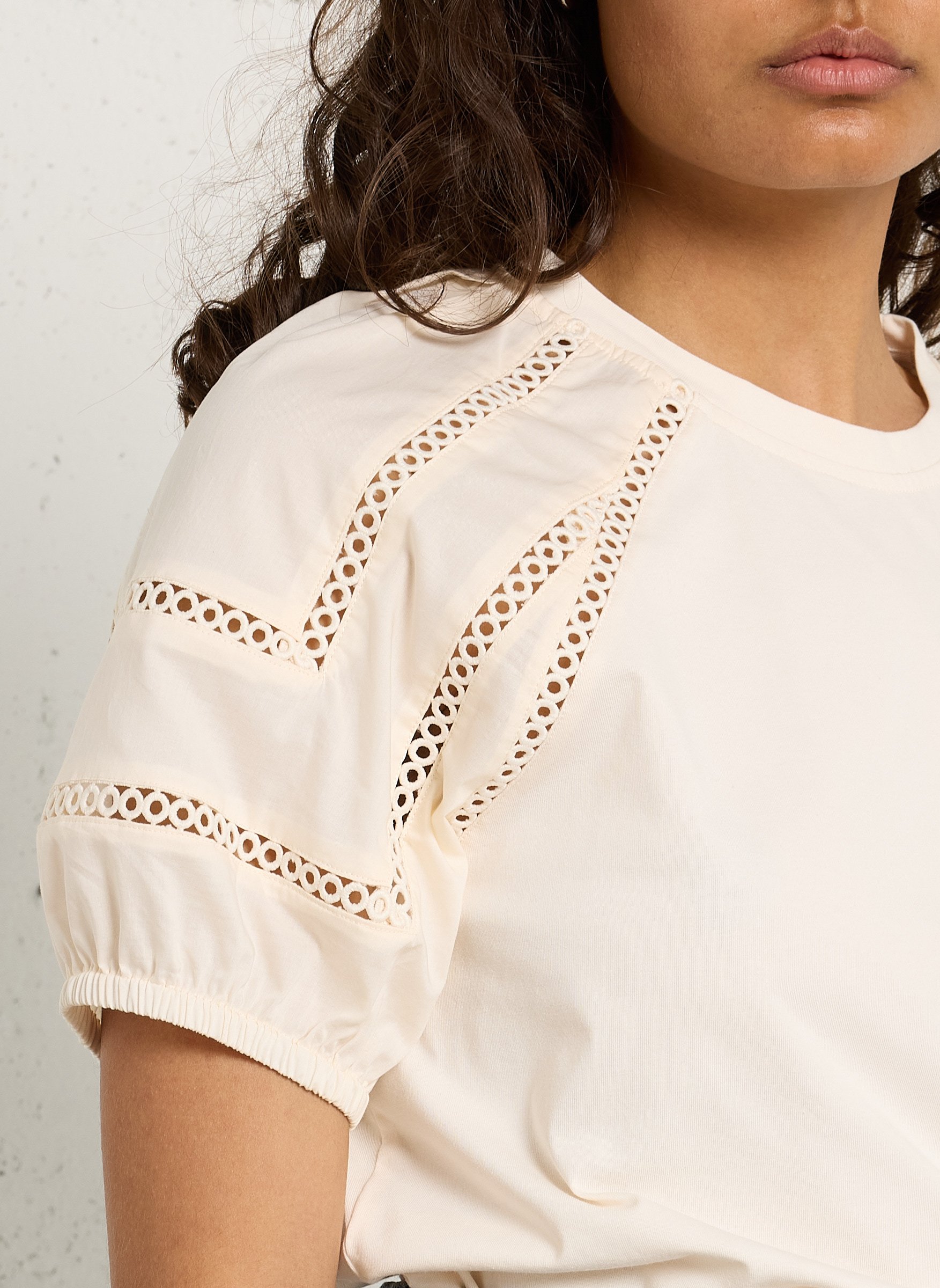 Top droit en coton mélangé lea MAISON 123 Beige