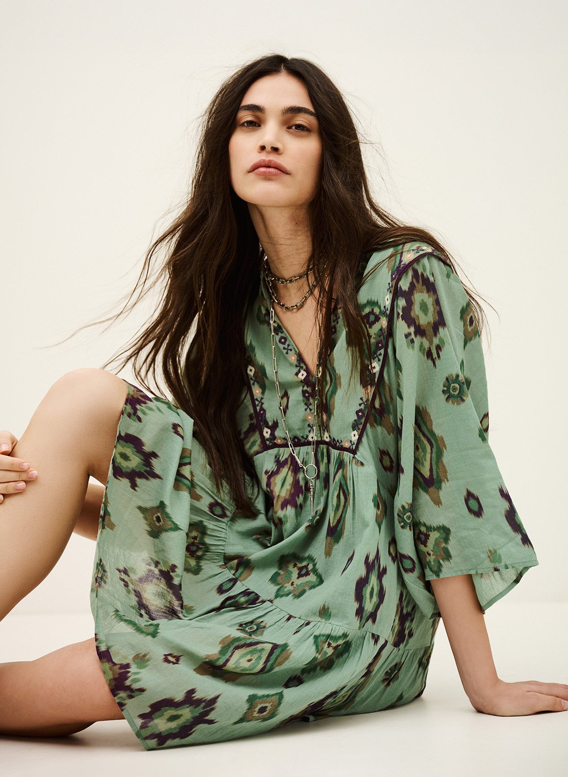 Robe courte col v olalie BA&SH Vert