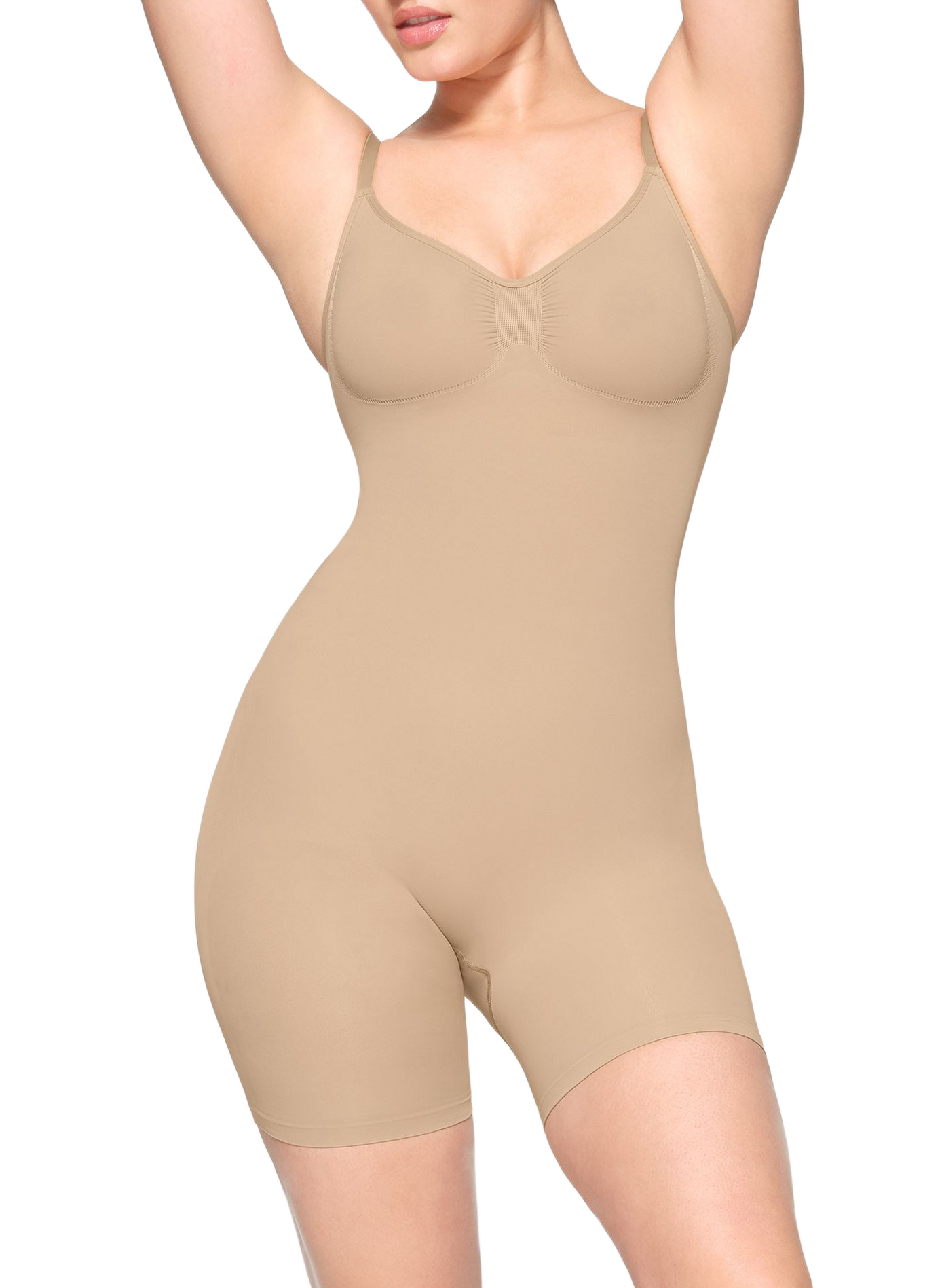 Solid color body shorty with adjustable straps SKIMS Beige