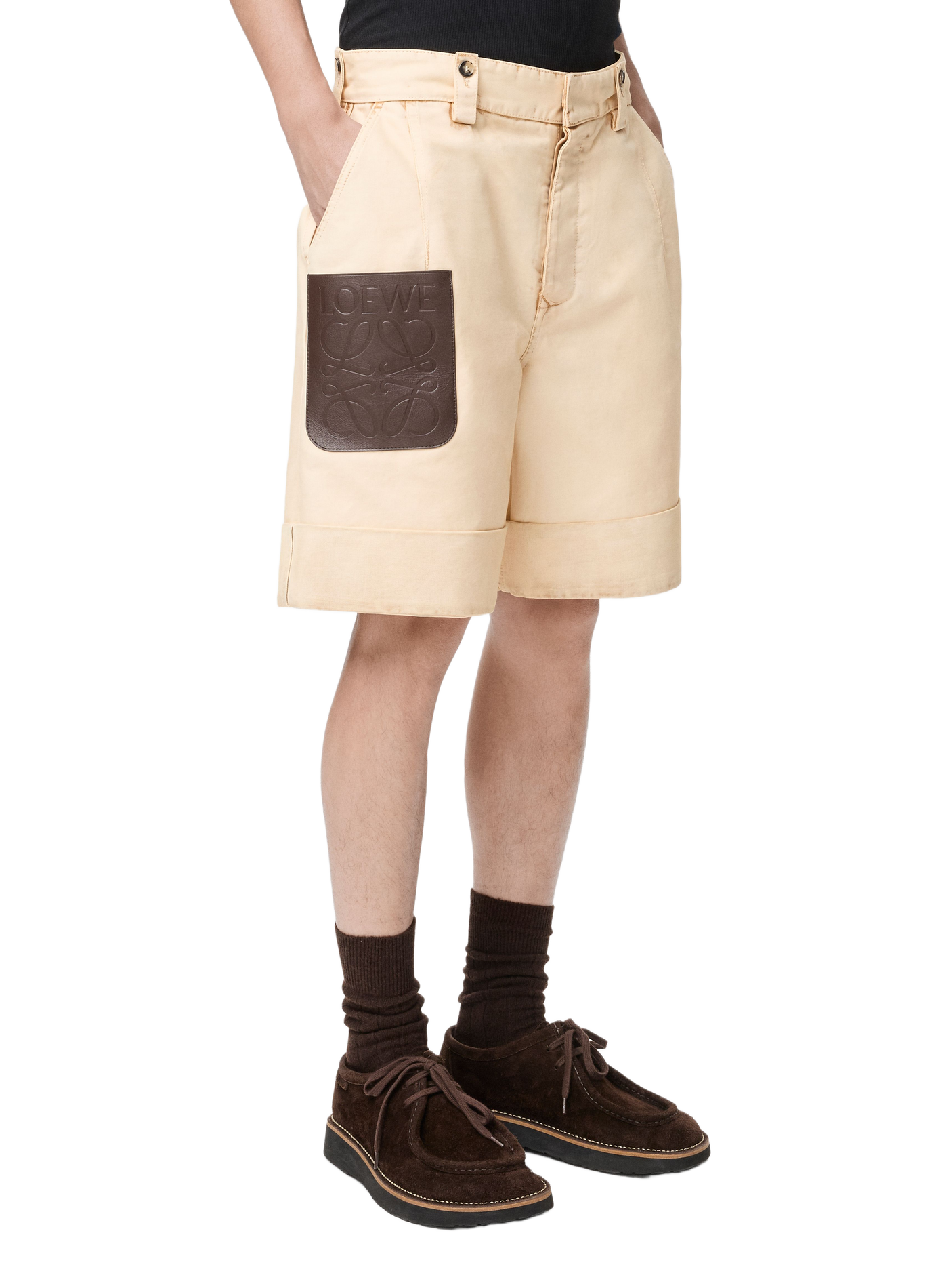 Short à revers en coton LOEWE Beige