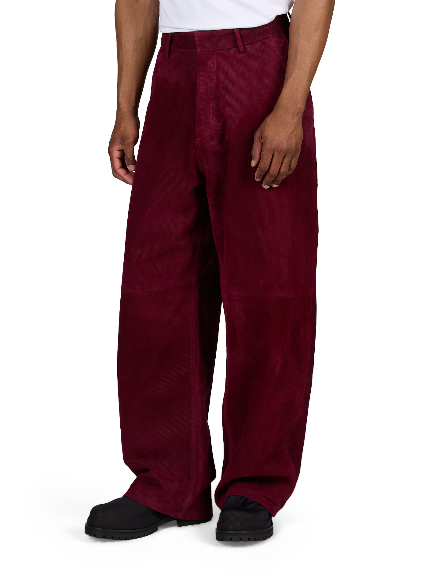 Samthose aus Veloursleder 424 Rot