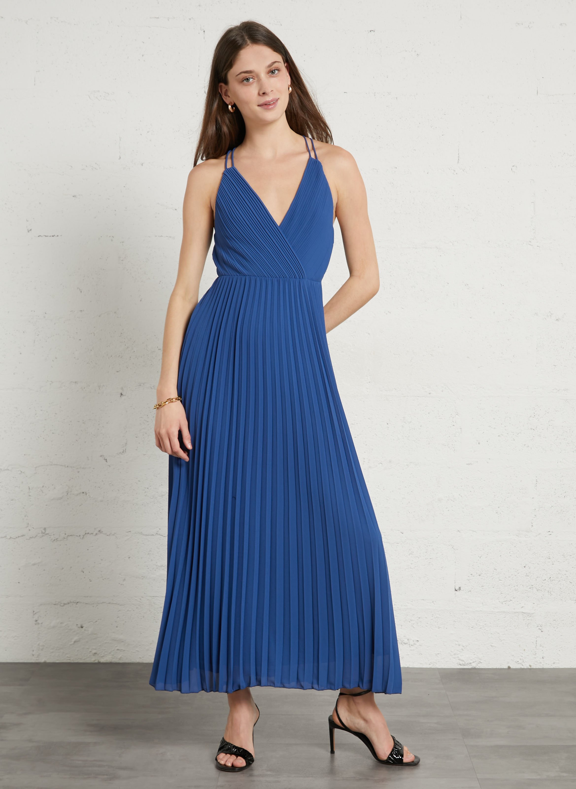 Robe longue plissée à bretelles lamore MAISON 123 Violet