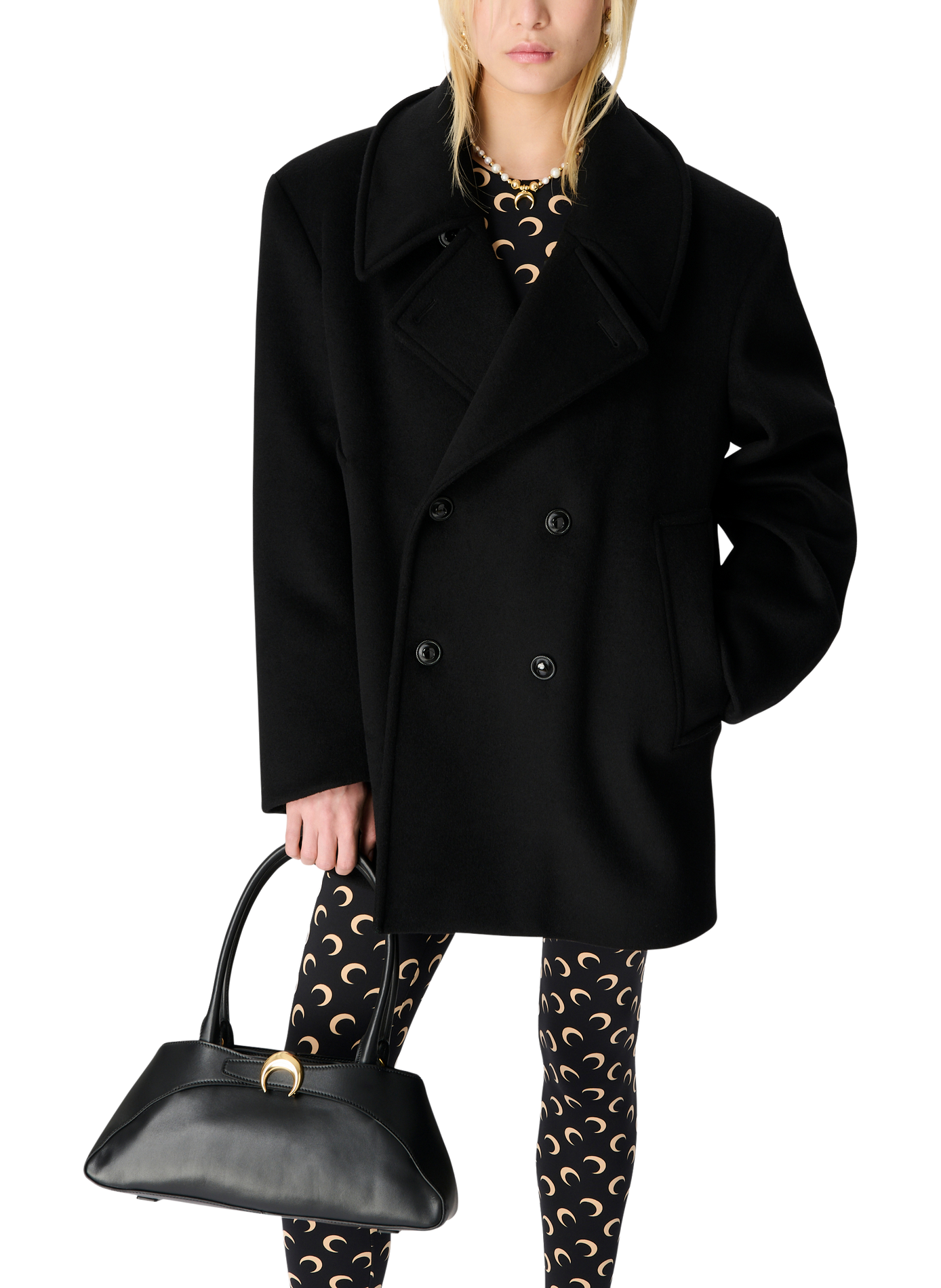Smooth leather aurora baguette MARINE SERRE Black