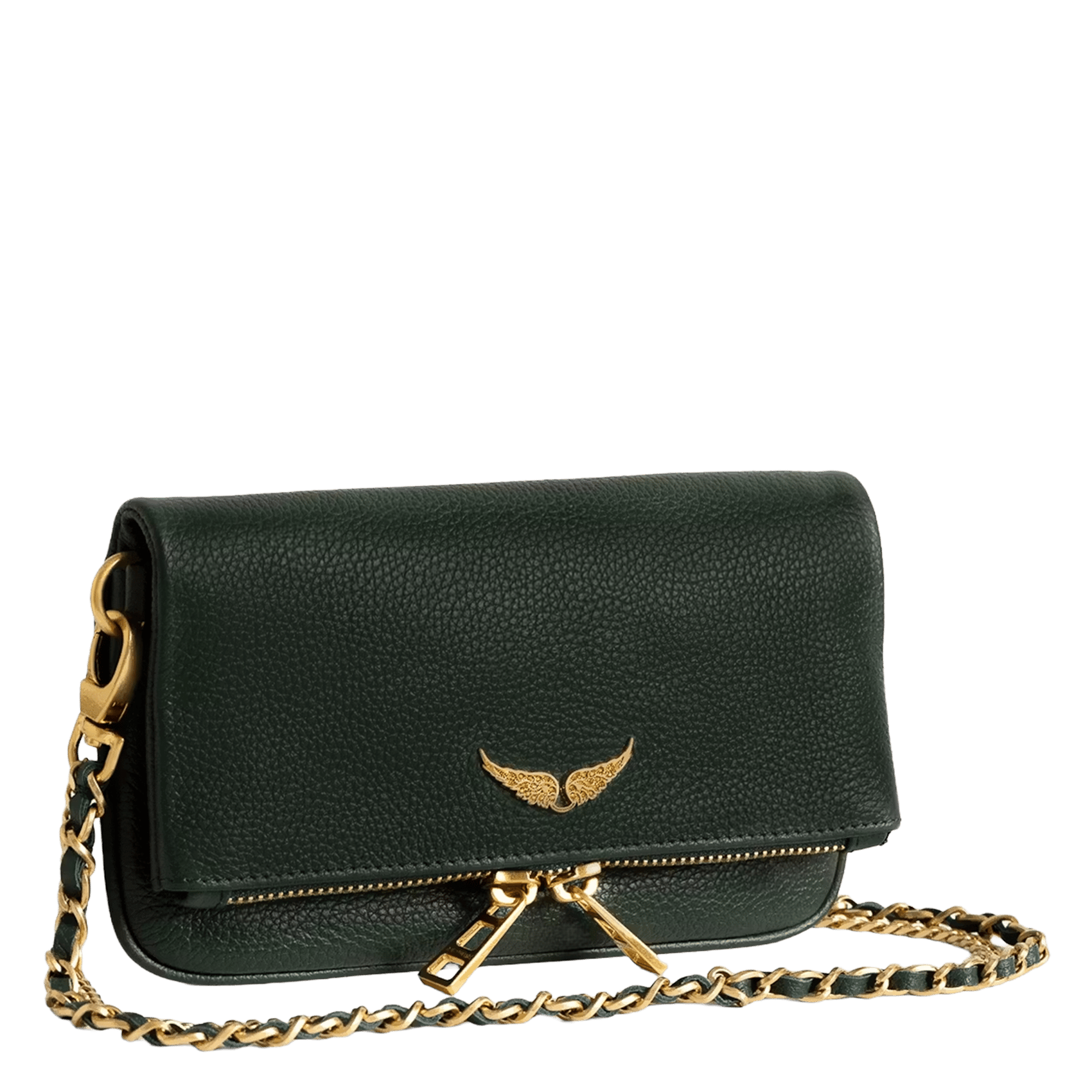 Pochette à rabat bandoulière en cuir rock mini ZADIG&VOLTAIRE Vert