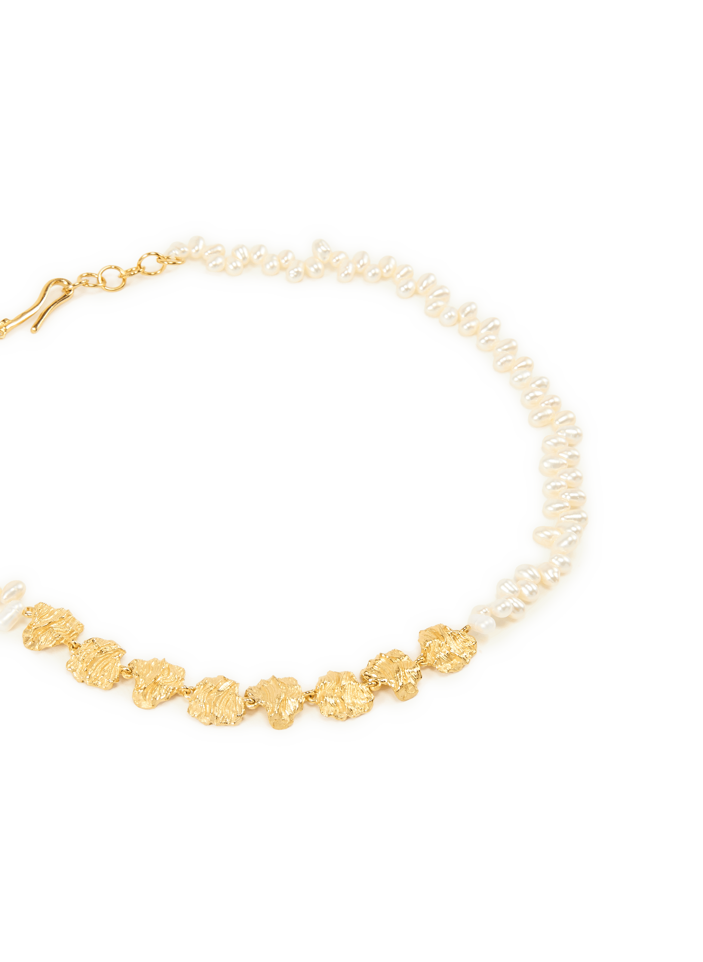 Pleated Petal and Pearl Necklace JOANNA LAURA CONSTANTINE Golden