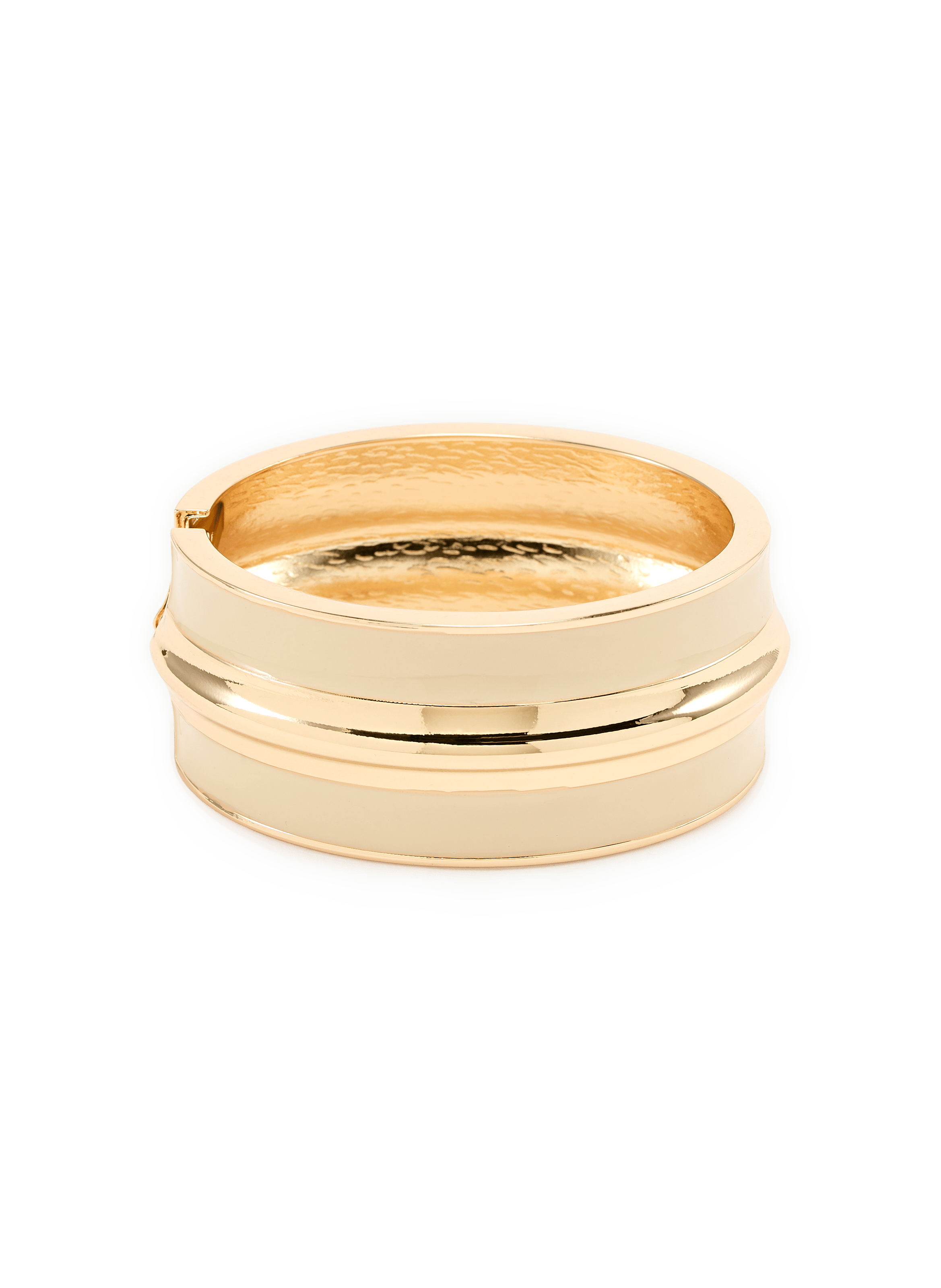 Gelbgold vergoldetes Emaille-Armband. AU PRINTEMPS PARIS Beige