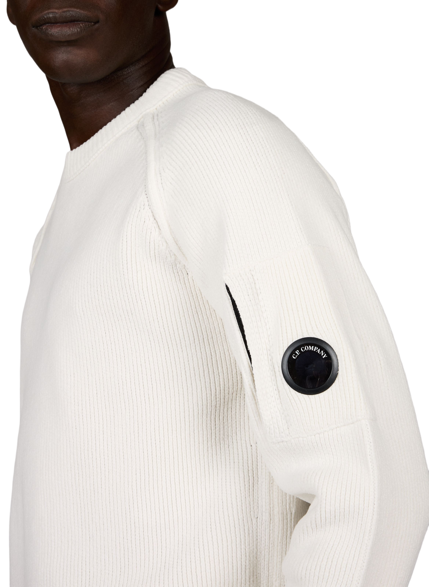 Gerippter Pullover mit charakteristischem Baumwolllogo CP COMPANY Weiss