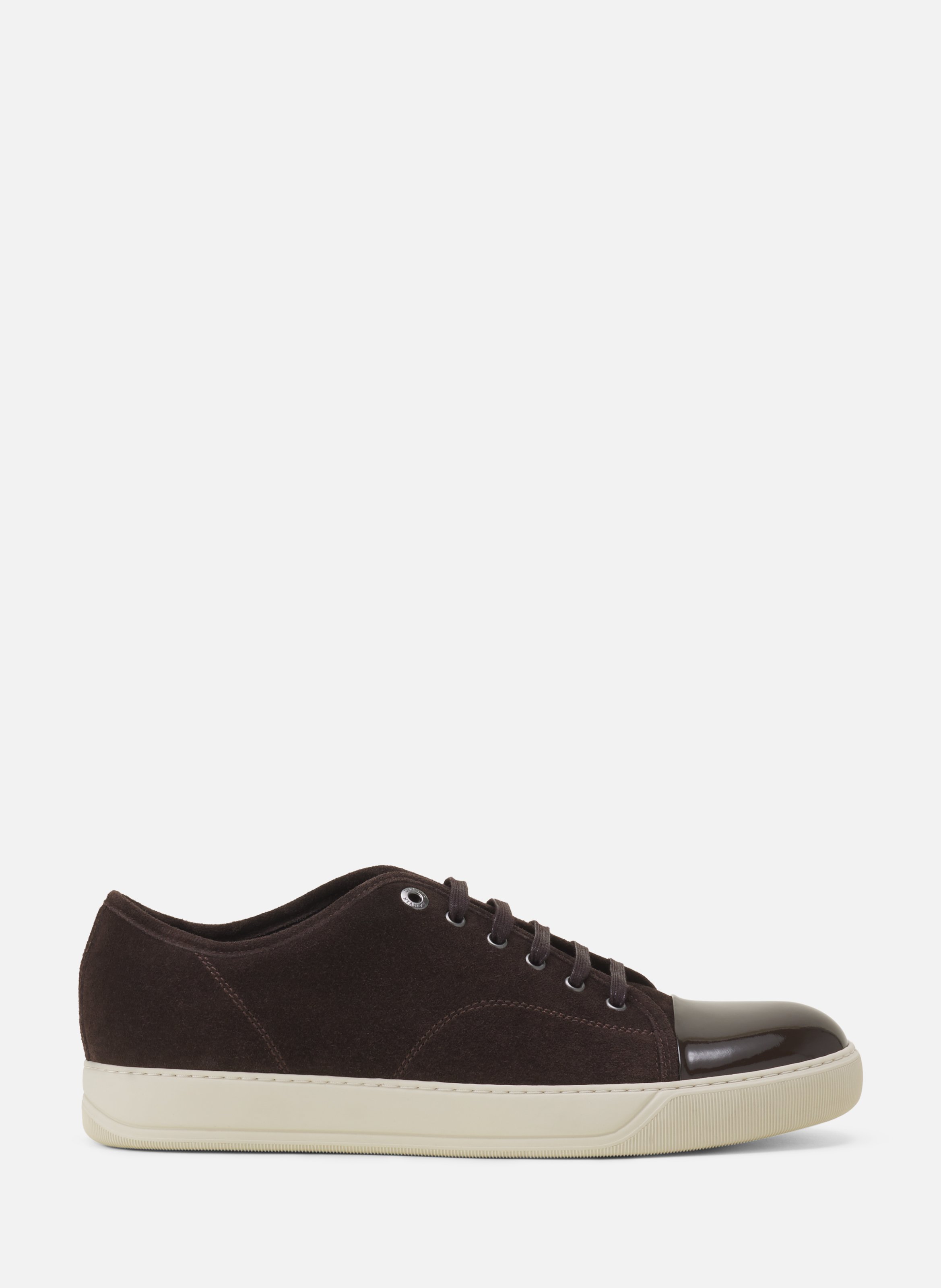 Sneakers dbb1 en suede et cuir vernis LANVIN Marron