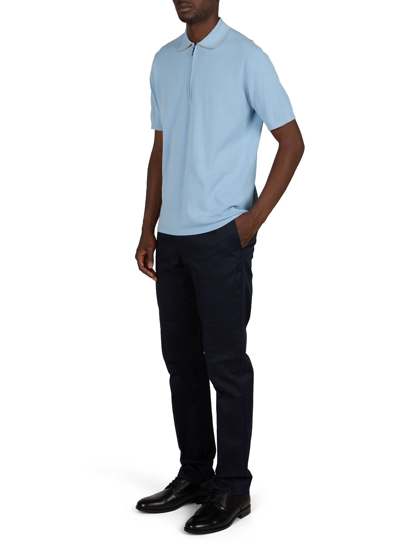 Polo mit Reißverschluss am geraden Kragen in Uni-Farbe VAN LAACK Blau